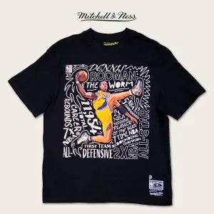 Raglan Sleeve Construction Ultra Soft Weave Mitchell & Ness Los Angeles Lakers Dennis Rodman Player Abstract T-Shirt