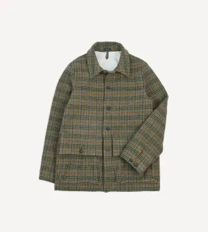 Green Check Tweed Donkey Jacket Anti Static Finish Fade Resistant Exterior