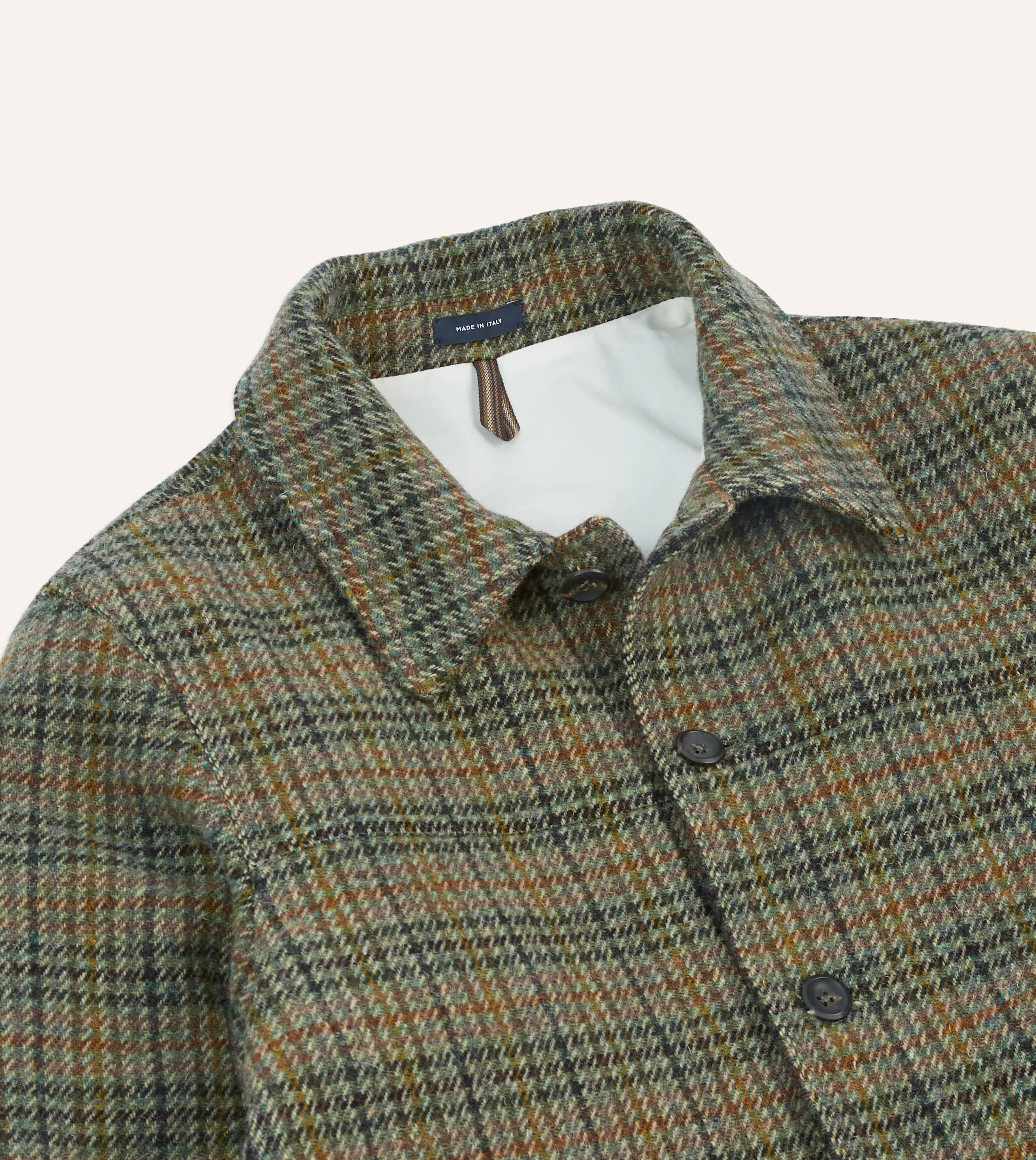 Clean Jacket Detail Sleek Layer Look Green Check Tweed Donkey Jacket
