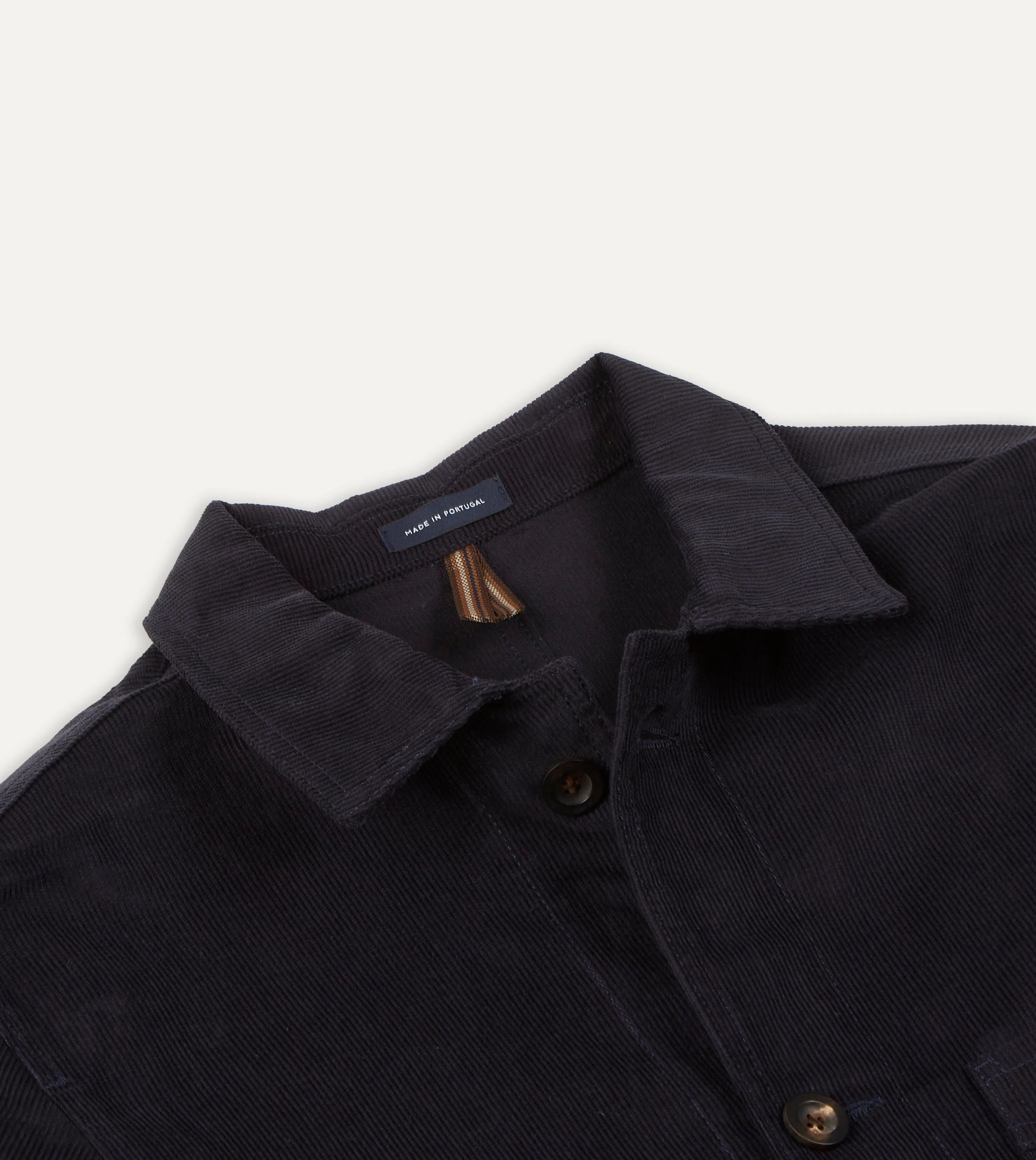 Navy Japanese Selvedge Corduroy Five-Pocket Chore Jacket Adjustable Drawstring Waist Casual City