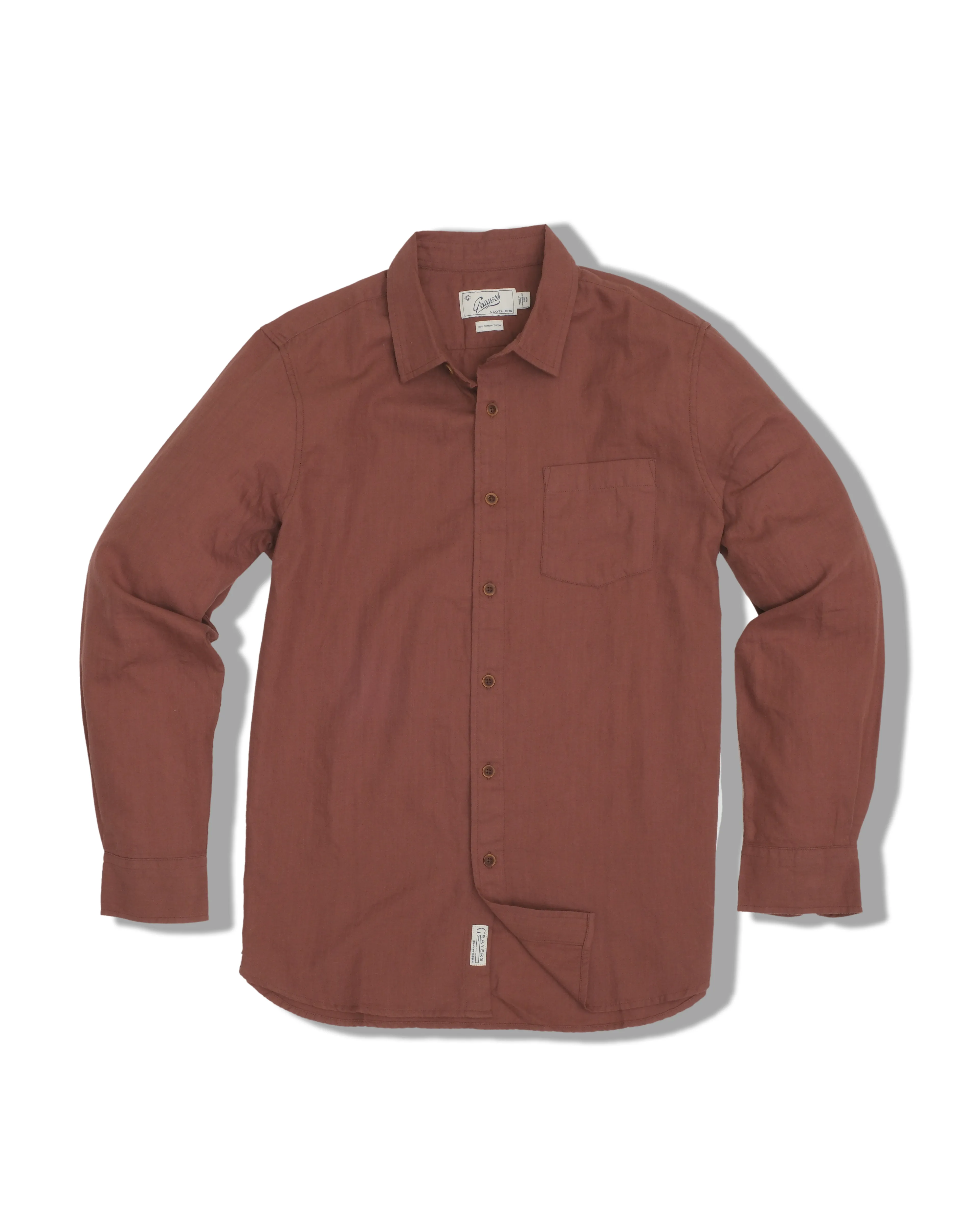 Casual and Soft Lightweight Powerloom Shirt - Marron