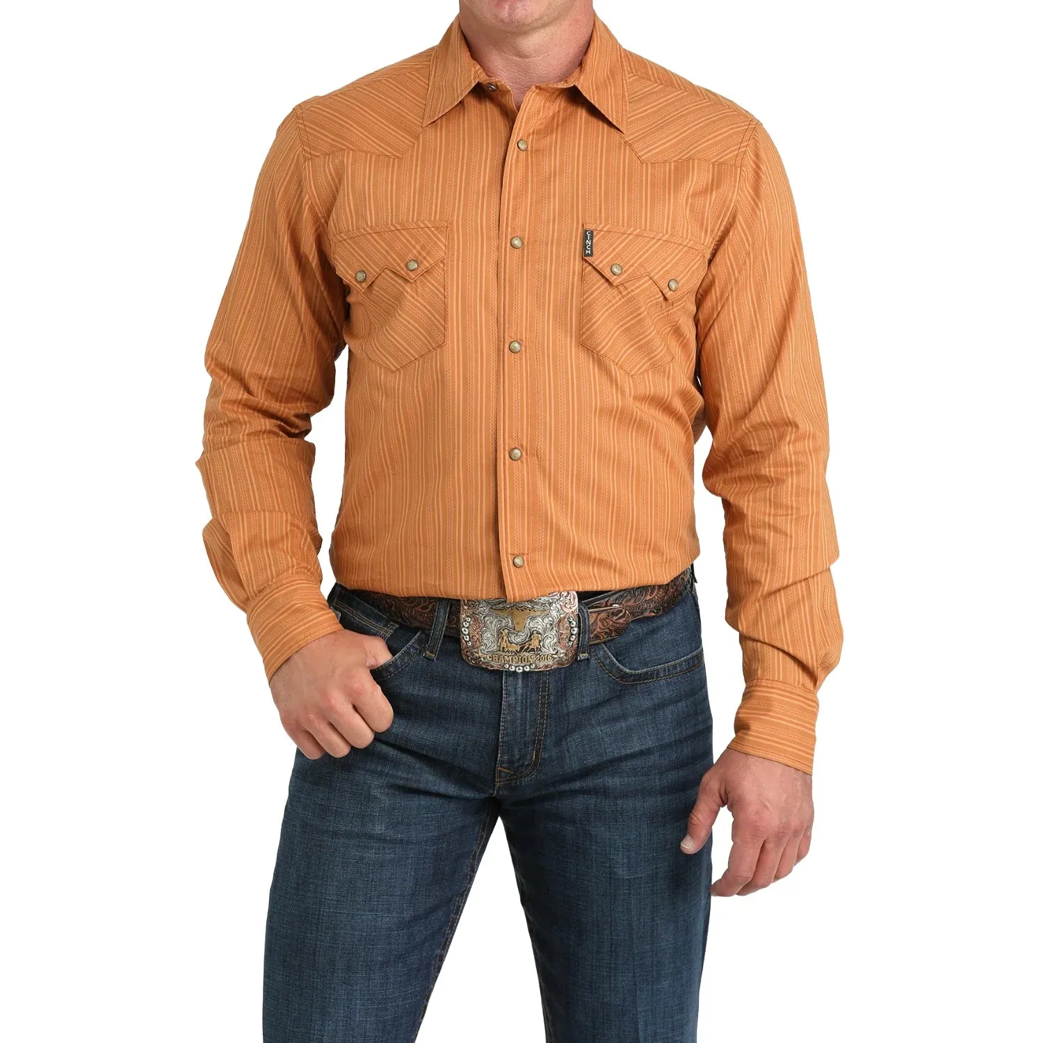suitable for all genders Functional Fit Cinch Men's L/S Modern Fit Stripe Western Snap Shirt in Brown