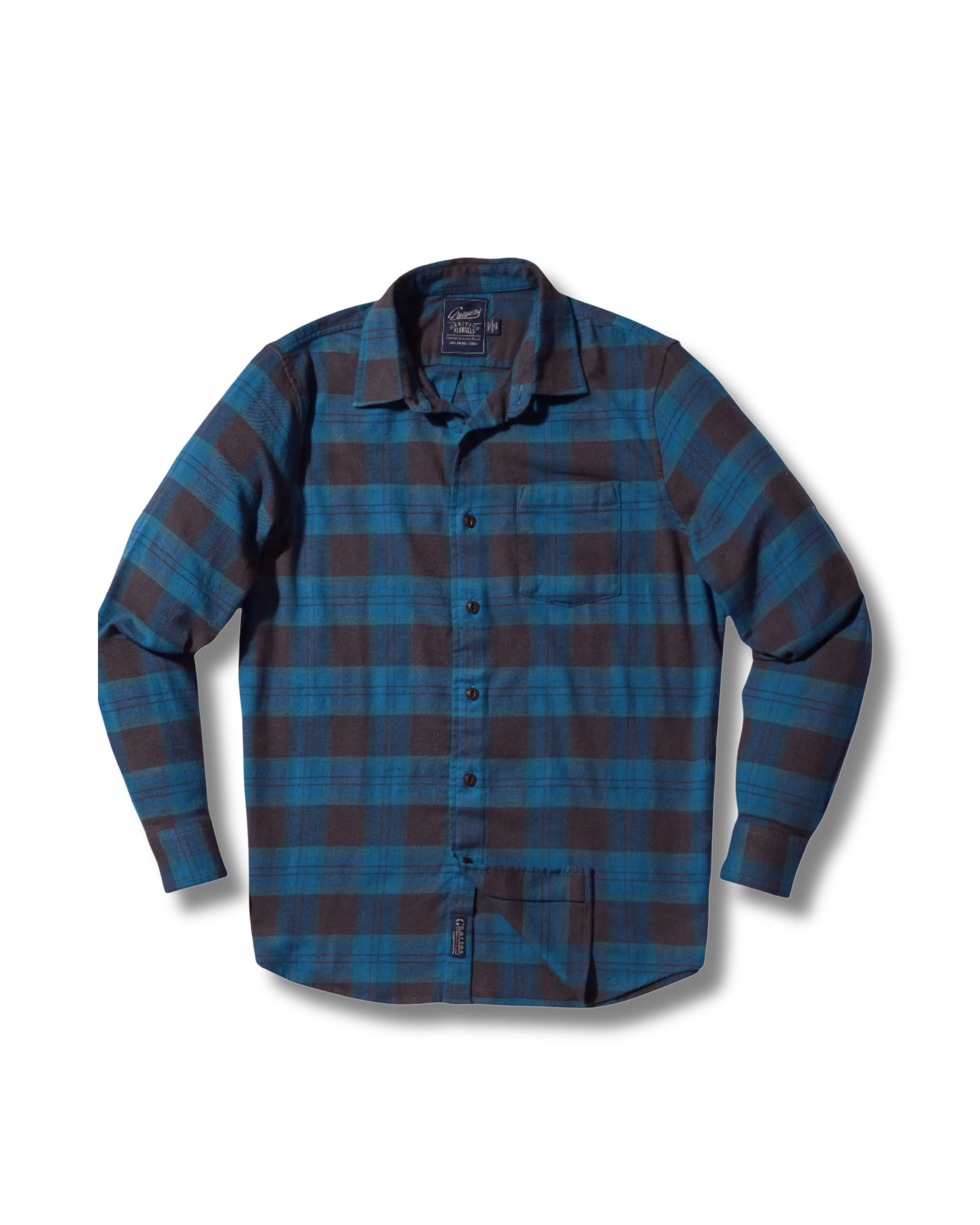 Shady Grove Stretch Flannel Shirt - Teal Olive Layer-Friendly easygoing look