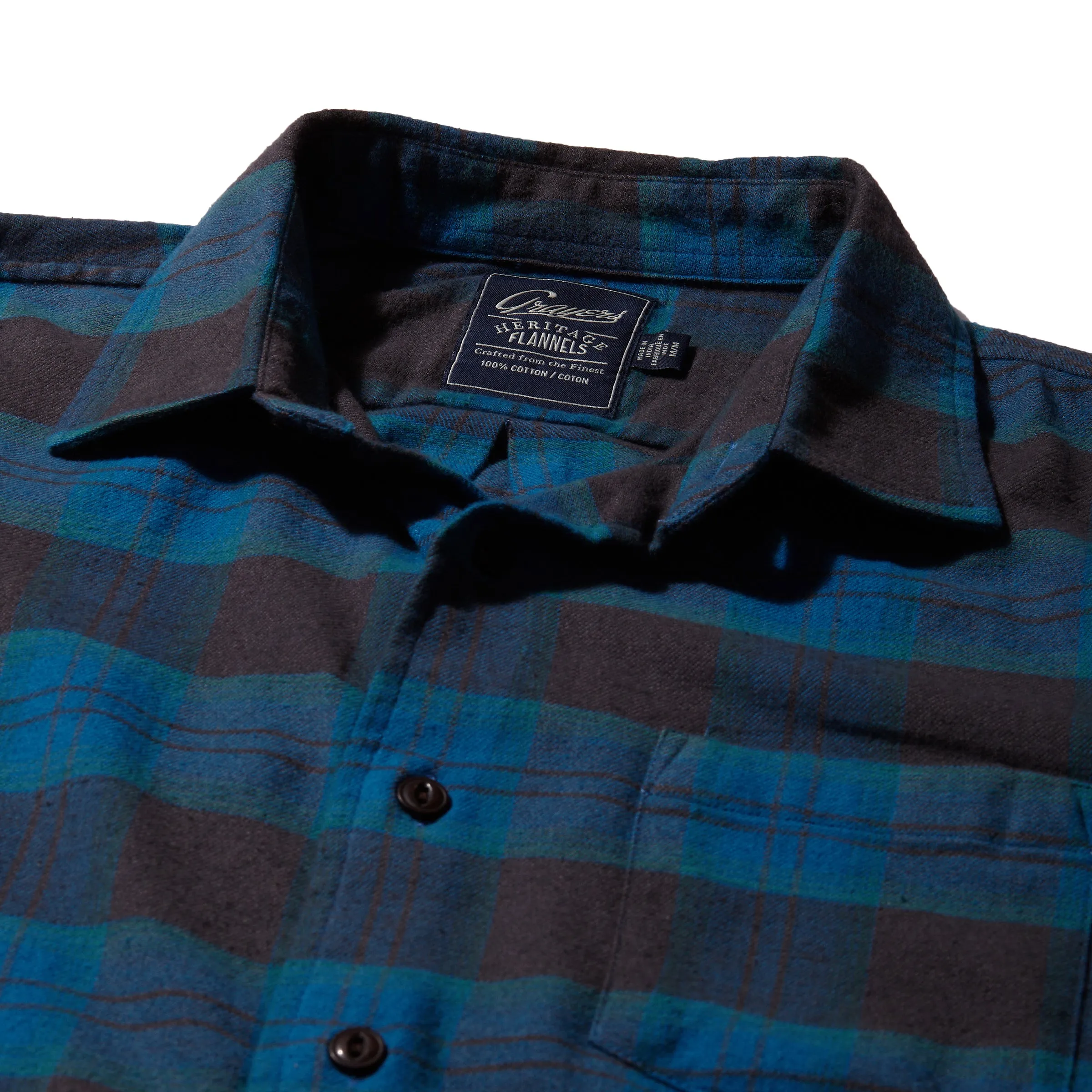 High-Quality Fabric Casual Wearable Shady Grove Stretch Flannel Shirt - Teal Olive
