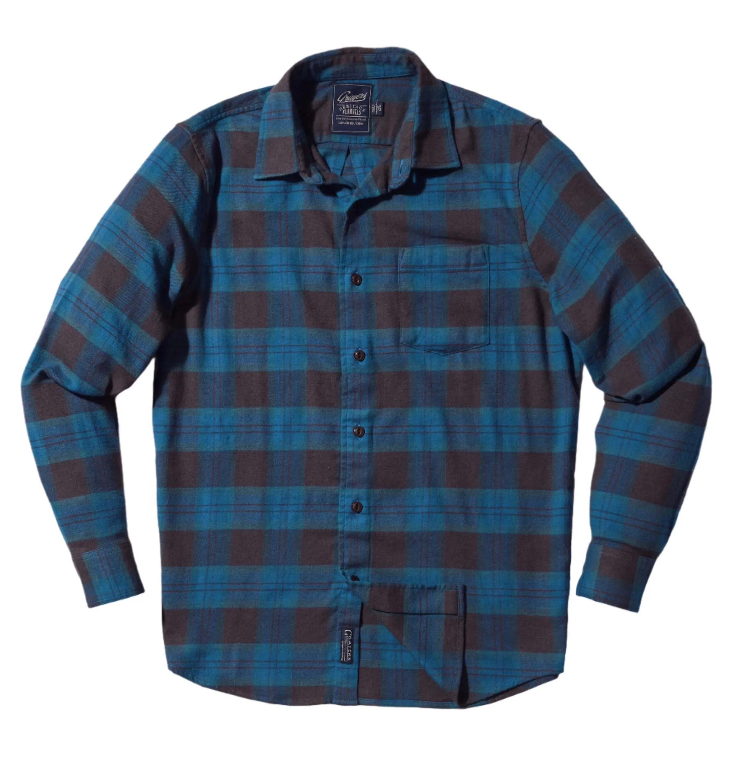 Shady Grove Stretch Flannel Shirt - Teal Olive Sleek Performance