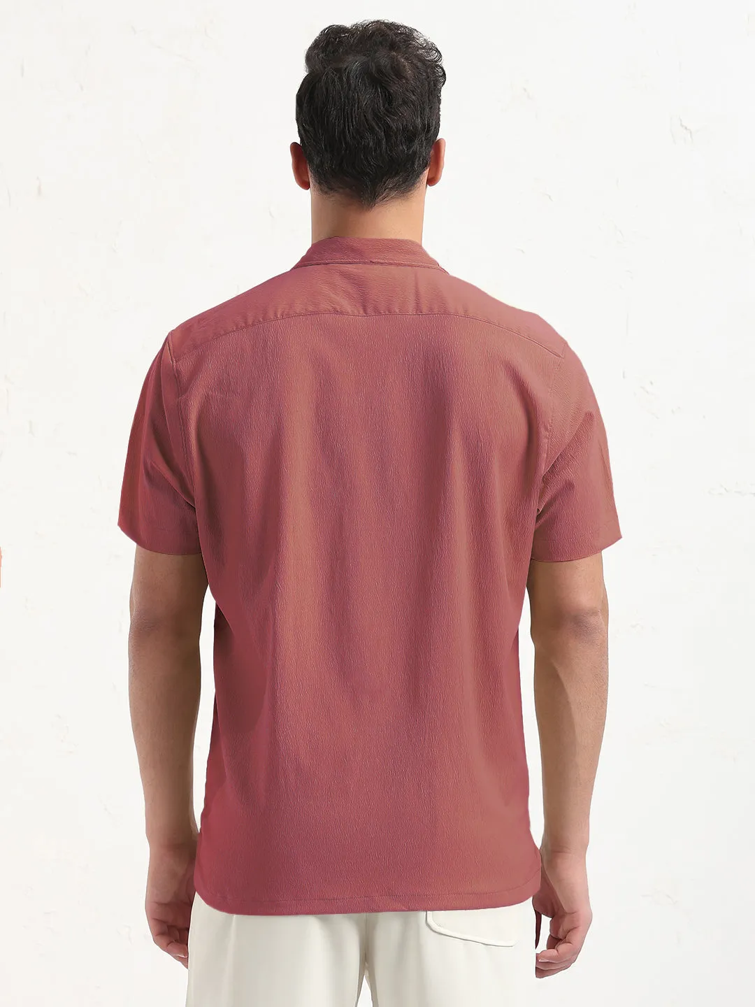 City Soul Men's Pink Cuban Collar Relaxed Fit Shirt