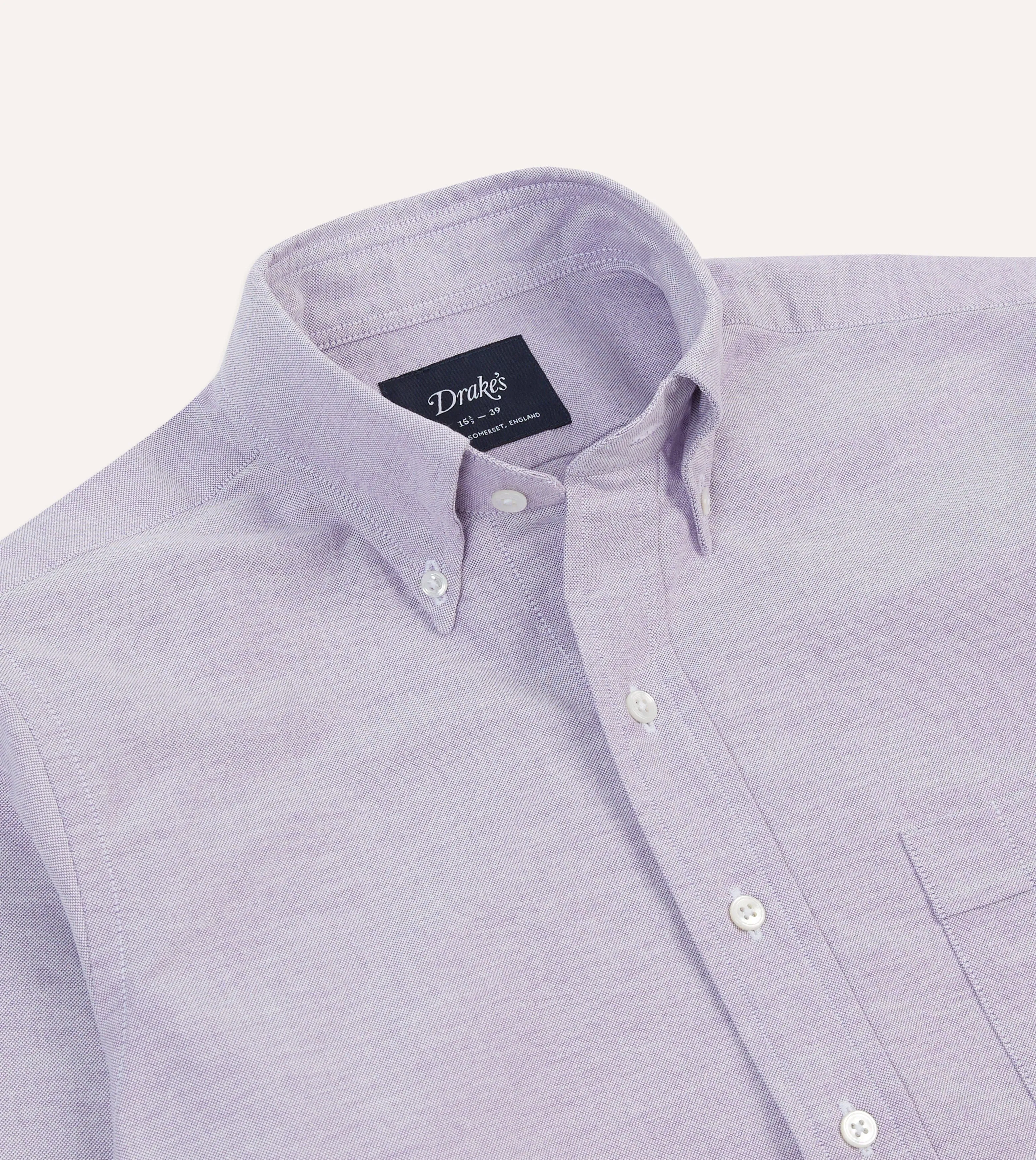 Lilac Cotton Oxford Cloth Button-Down Shirt Slim fit sleekness Oversized Fit