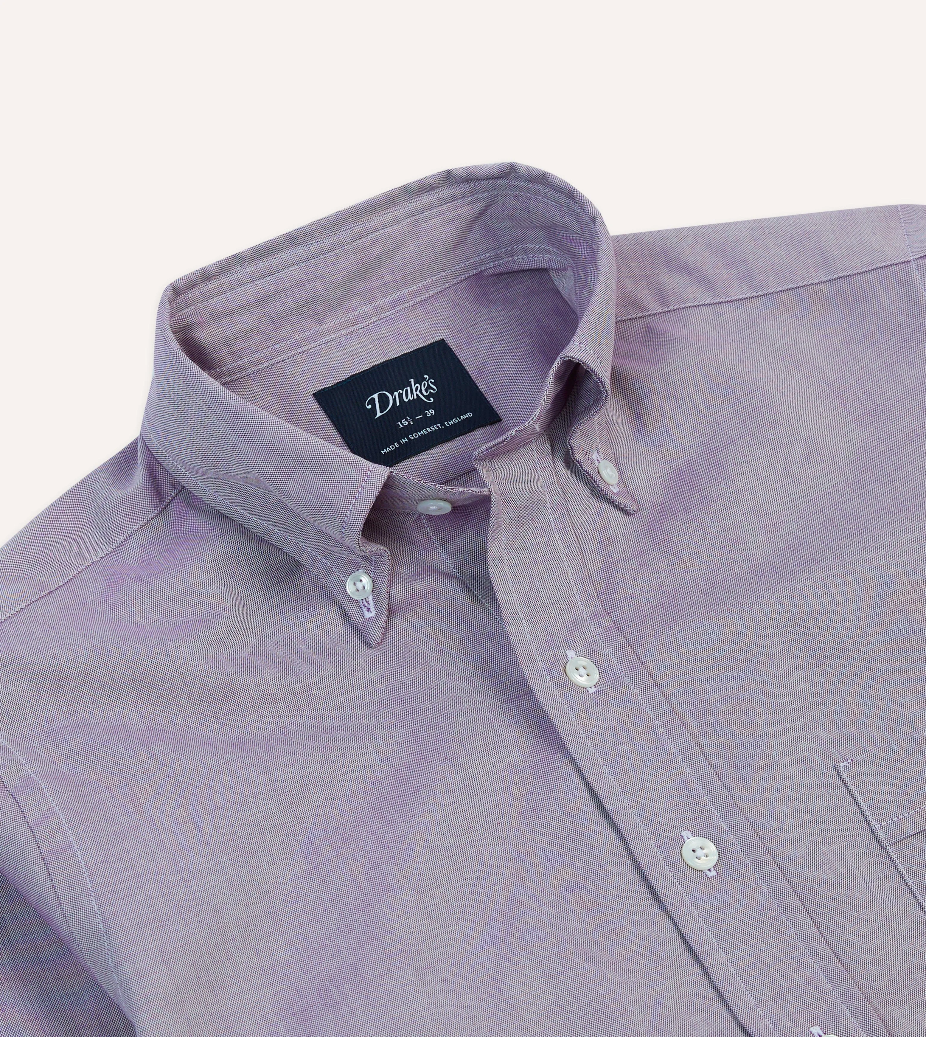 Short Sleeve Lilac Pinpoint Oxford Cotton Cloth Button-Down Shirt