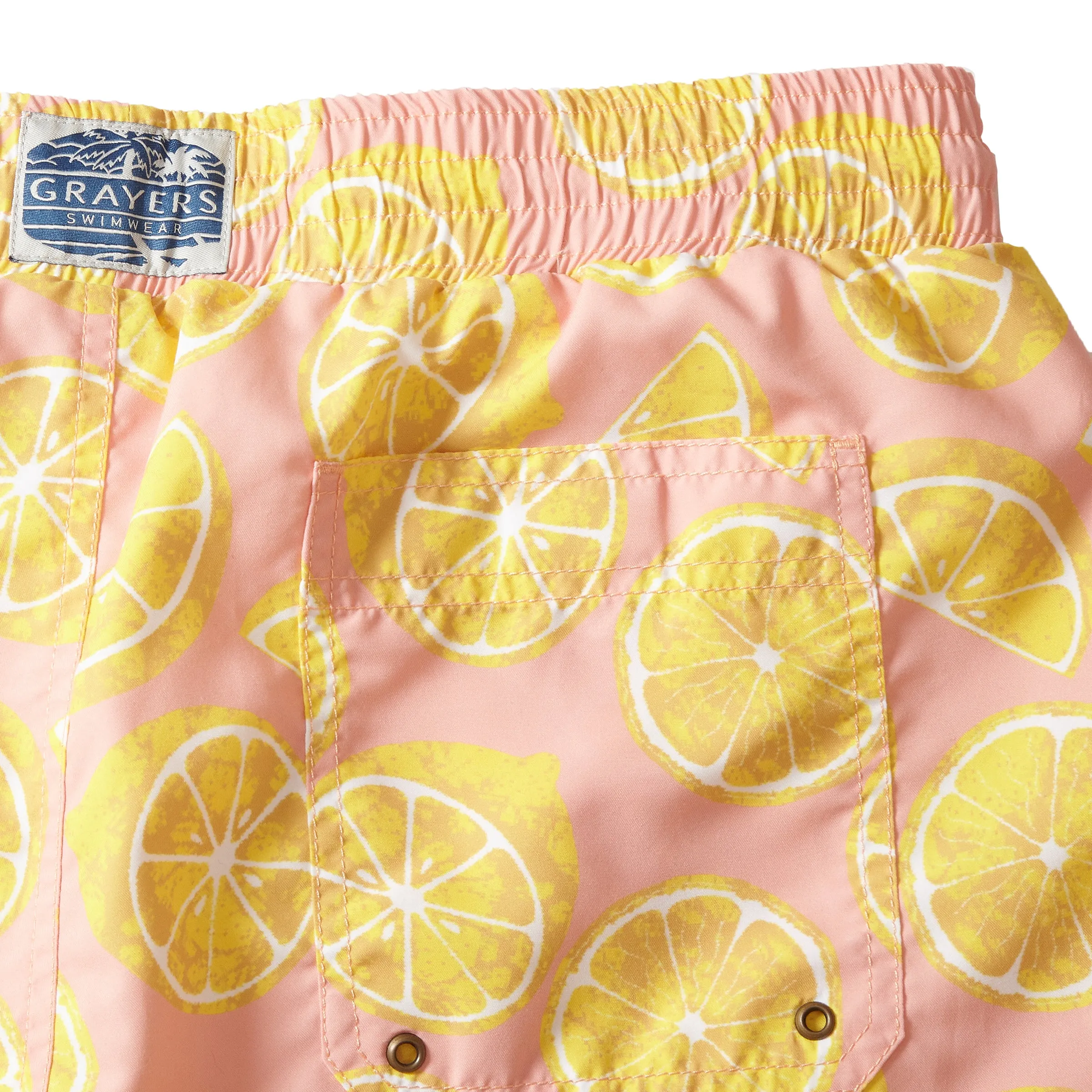 Limonata Eco Swim Trunk 6" - Pink Lemonade Geometric Pattern