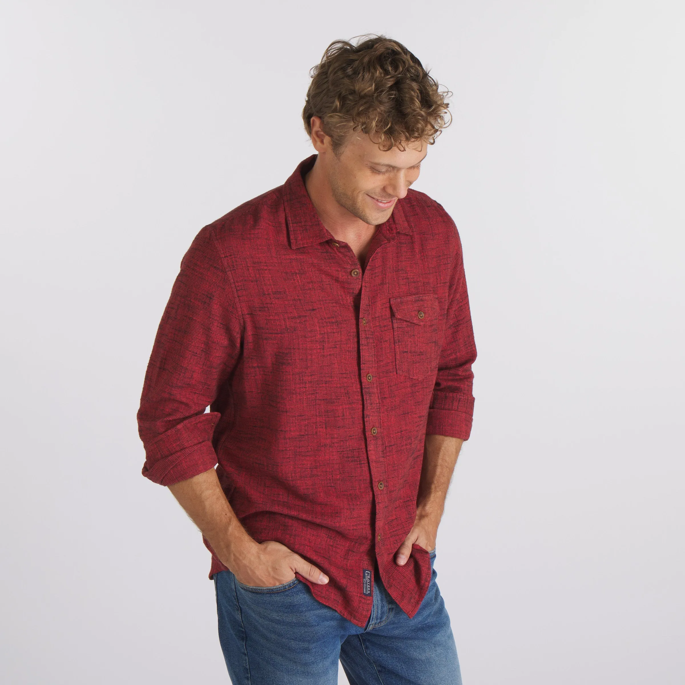 Outdoor Activity Linear Slub Twill Shirt - Ketchup