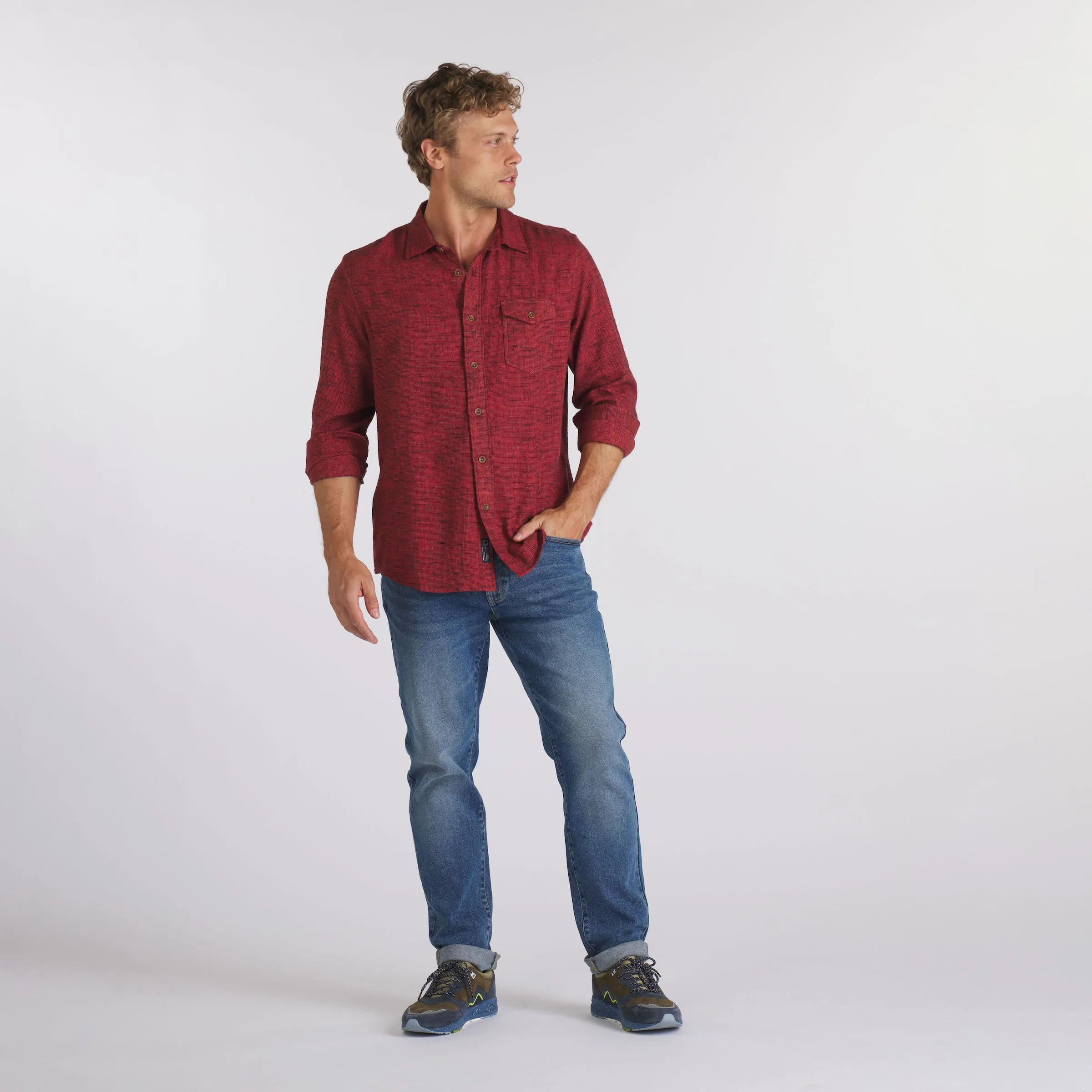 Linear Slub Twill Shirt - Ketchup Cozy And Stylish Chill Vibes