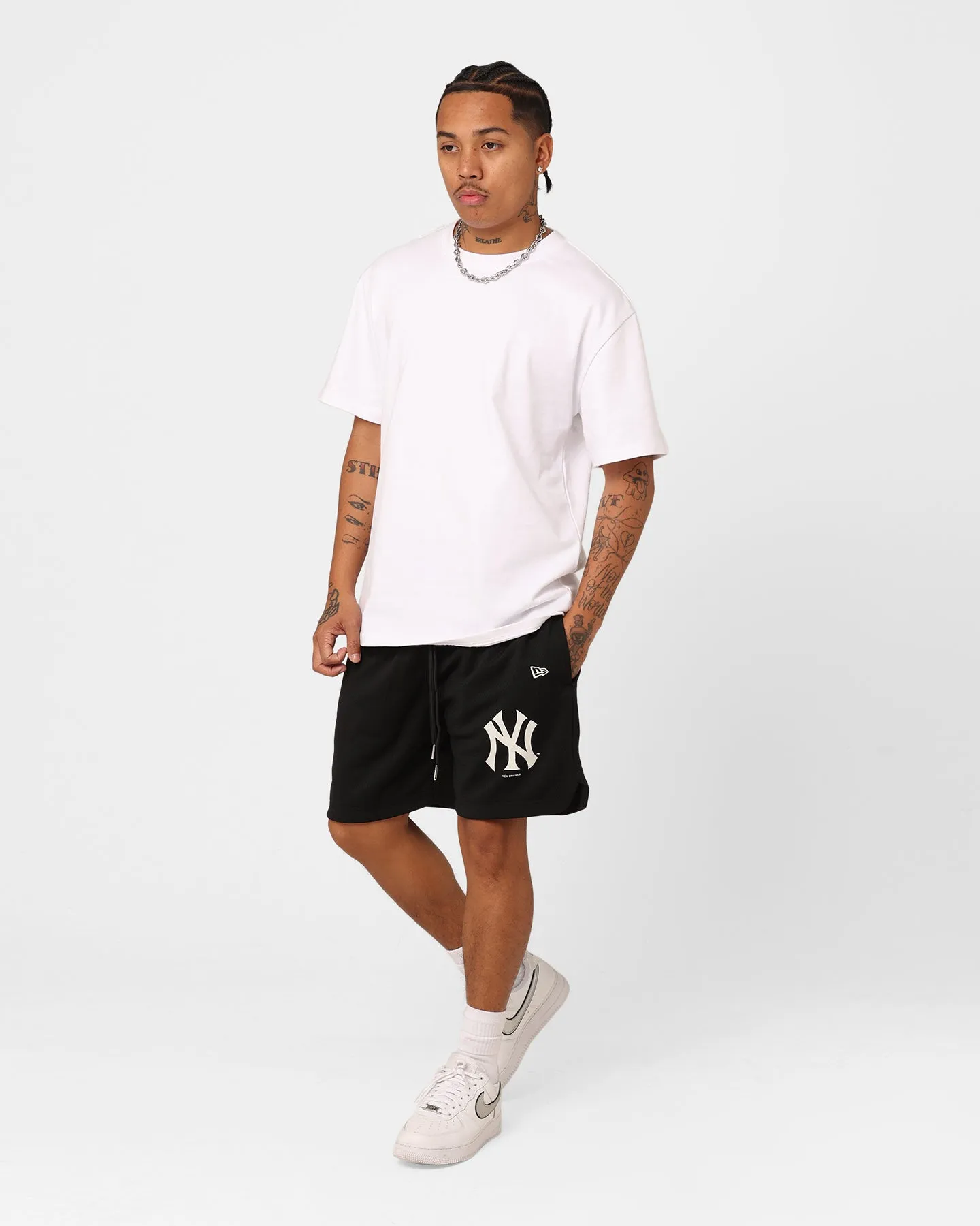 High Rise Waist All Day Fit New Era New York Yankees Mesh Shorts Black