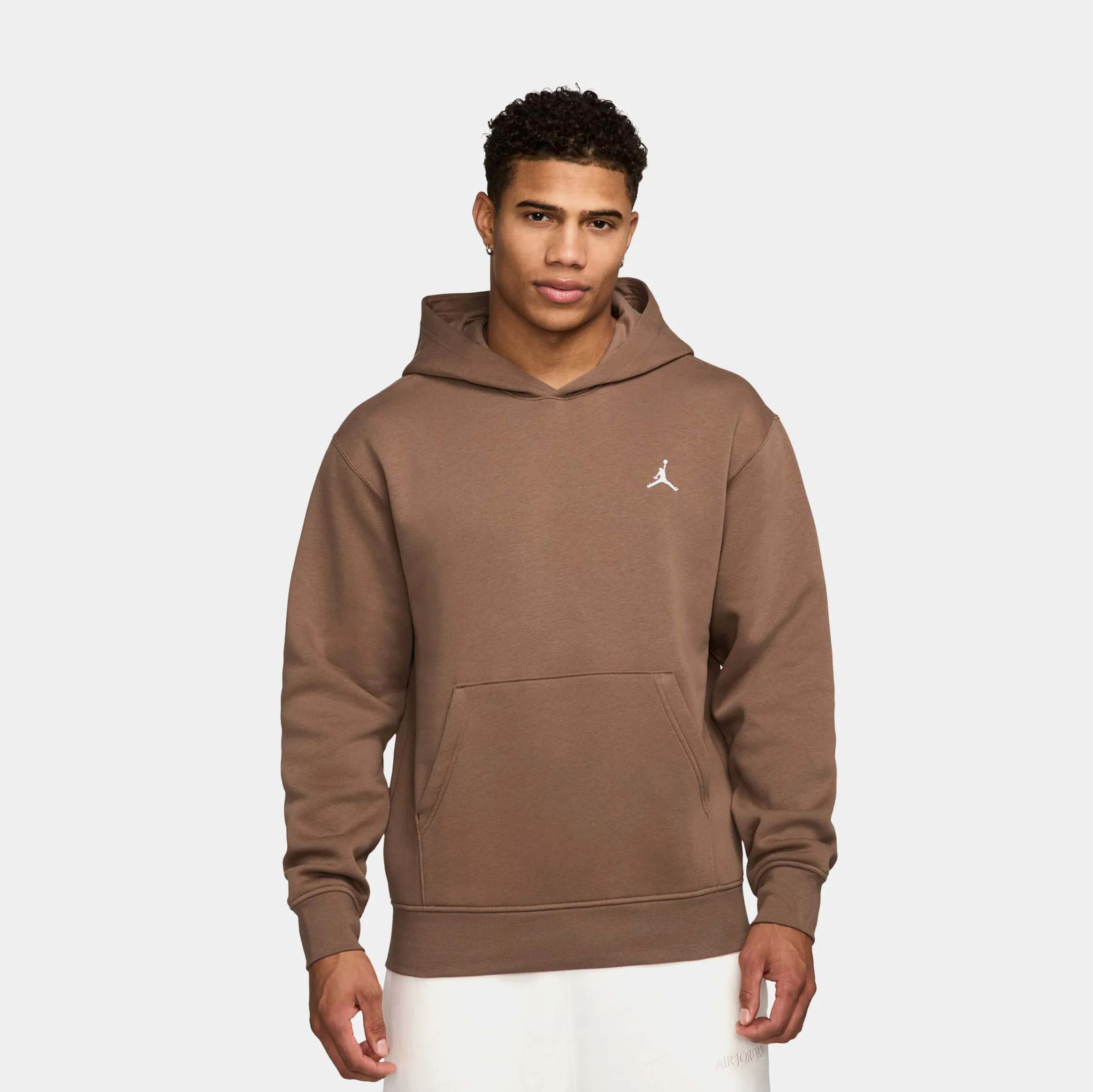 Brooklyn Fleece Pullover Mens Hoodie (Brown/White) ring accents