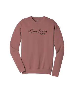 product earthy warmth Ink Detroit Oak Park XOXO Crewneck Sweatshirt - Mauve