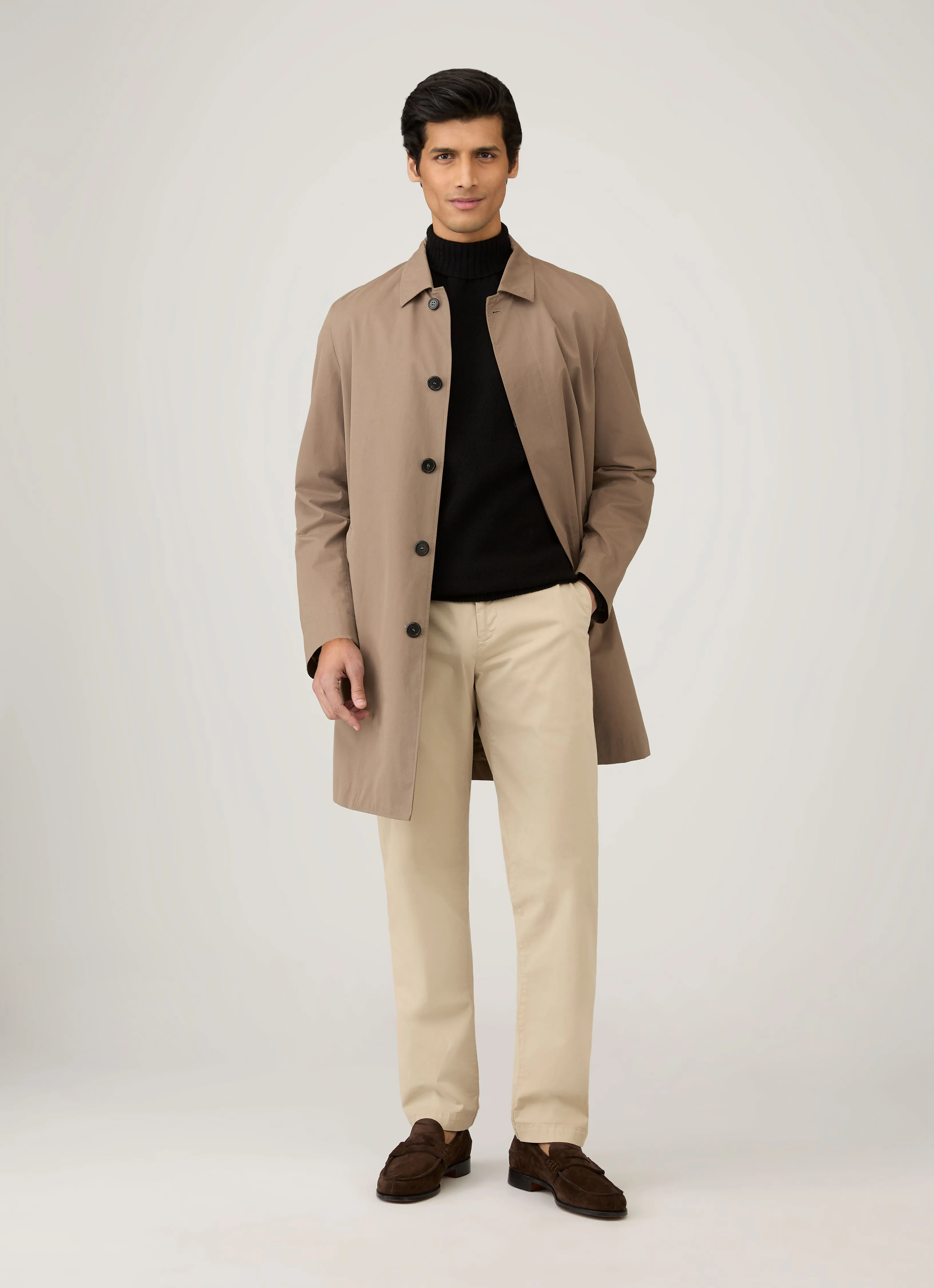 Evening Stroll Men's Lambswool Roll Neck in Black