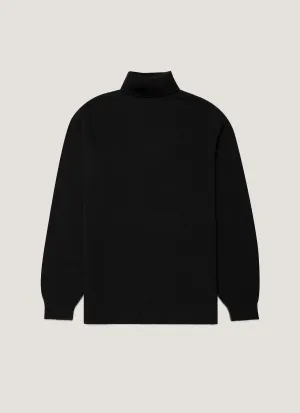 Men's Lambswool Roll Neck in Black Versatile Trend