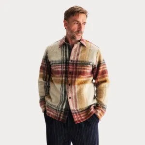 Nolan Overshirt Wool Blend Check (Natural   Multi) Sleek Layers