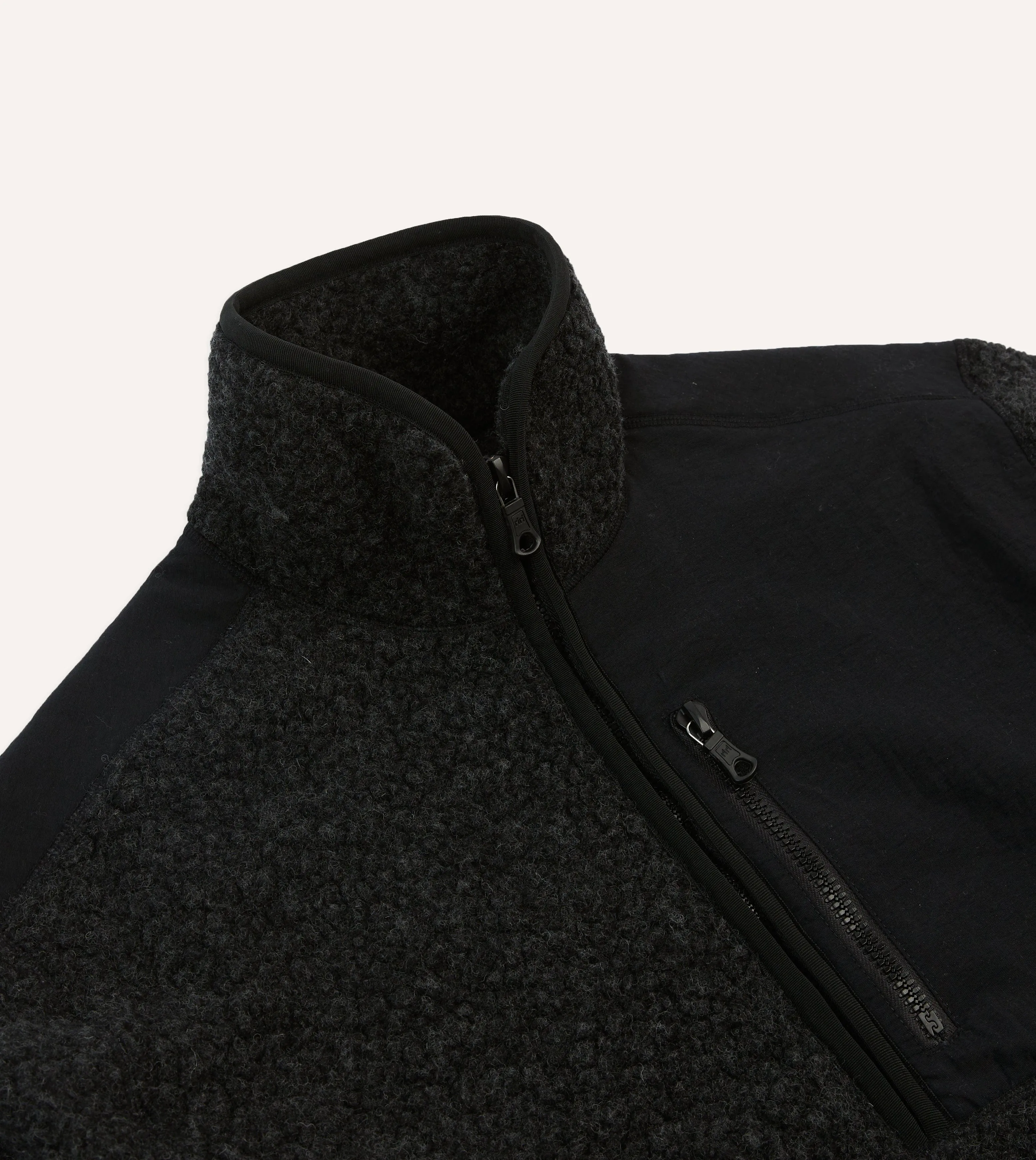 Weekend Style LightPadding Drake's by A. Levine Grey Boucle Wool Half-Zip Fleece Jacket