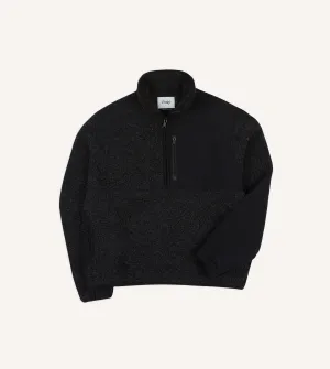 Drake's by A. Levine Grey Boucle Wool Half-Zip Fleece Jacket High Visibility Trim