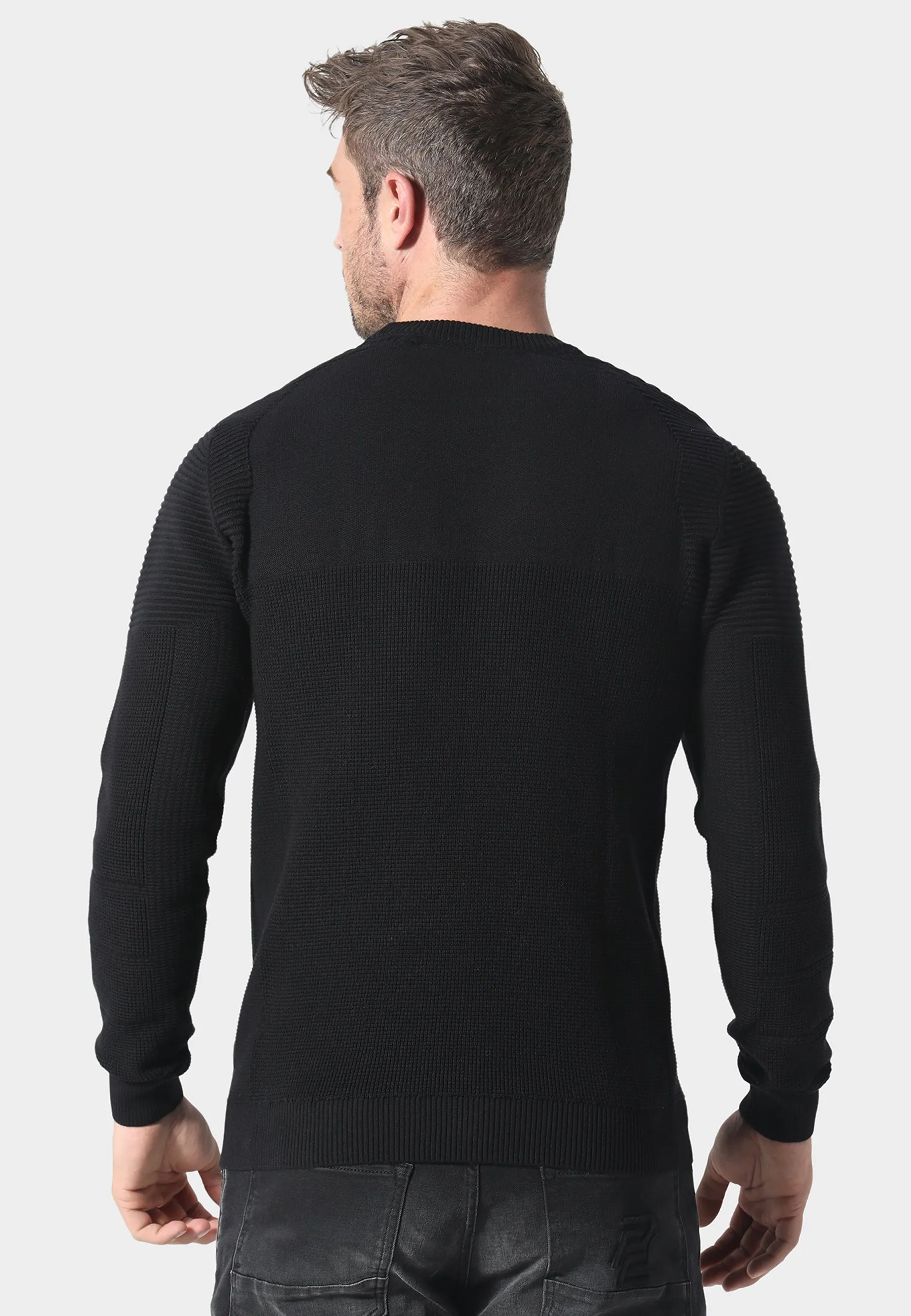 Caney Black Knitwear Soft Microfiber Surface