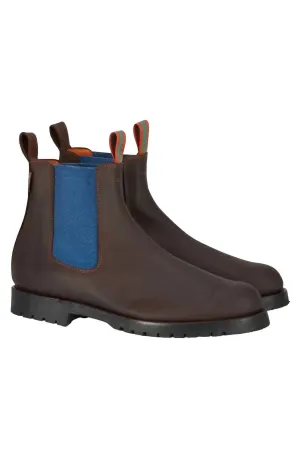 Men's Nelson Leather Boot In Brown/blue Understated Edge Leader Look