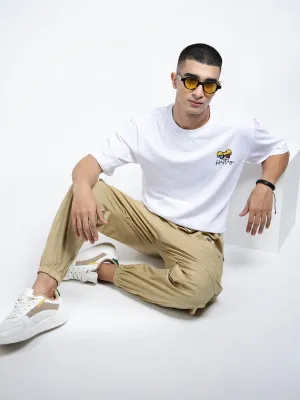 HeatReflective Lining Mature Charm Men's Graphic Print White Short Sleeves Round Neck Regular Fit T-Shirt