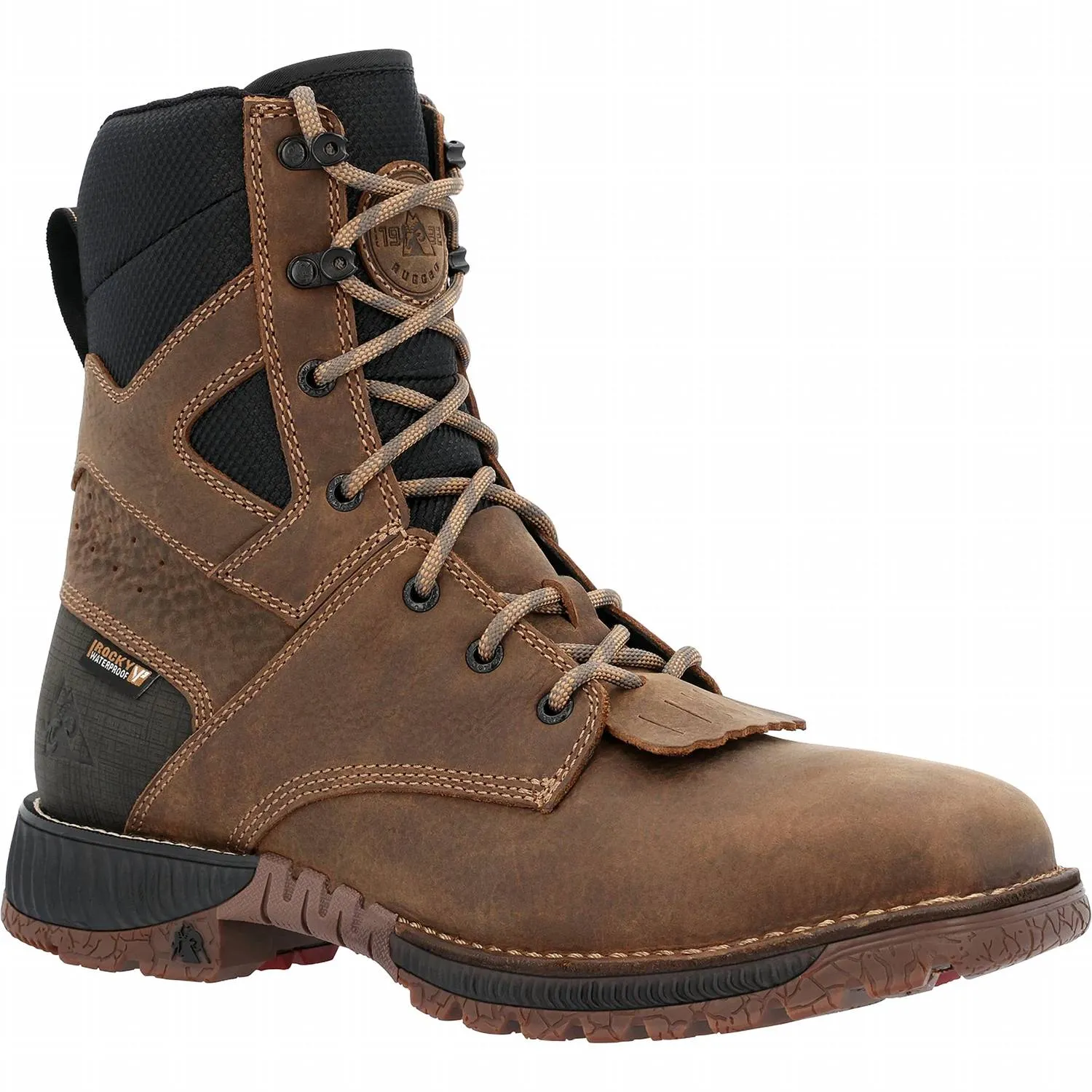 Men's Comp-Toe Rocky Hi-Wire Waterproof Western Work Boot In Earth Groom Pair Suede Touch