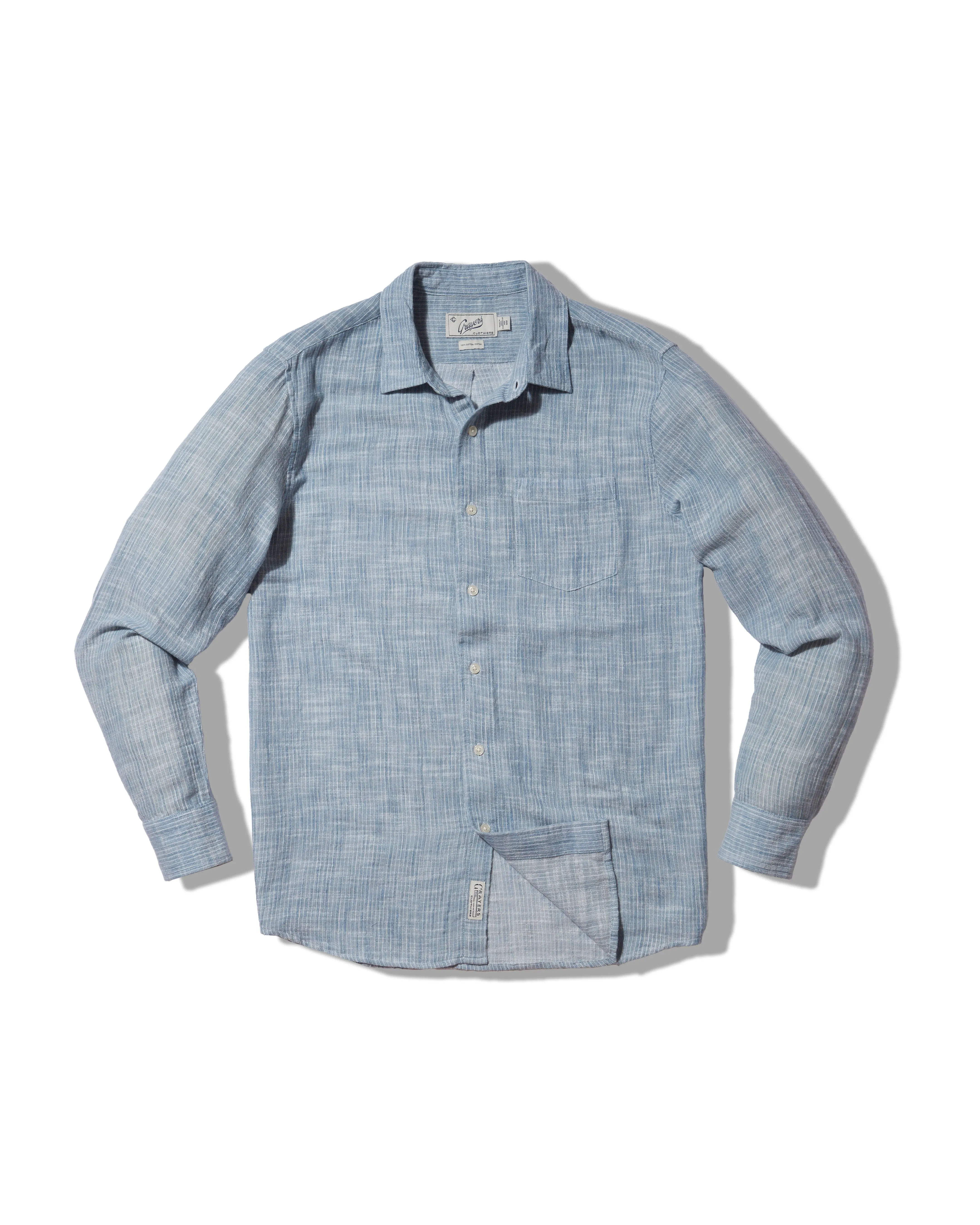Madras Cottage Loom Chambray Shirt - Blue Chambray Stripe Tagless Comfort Top Rated