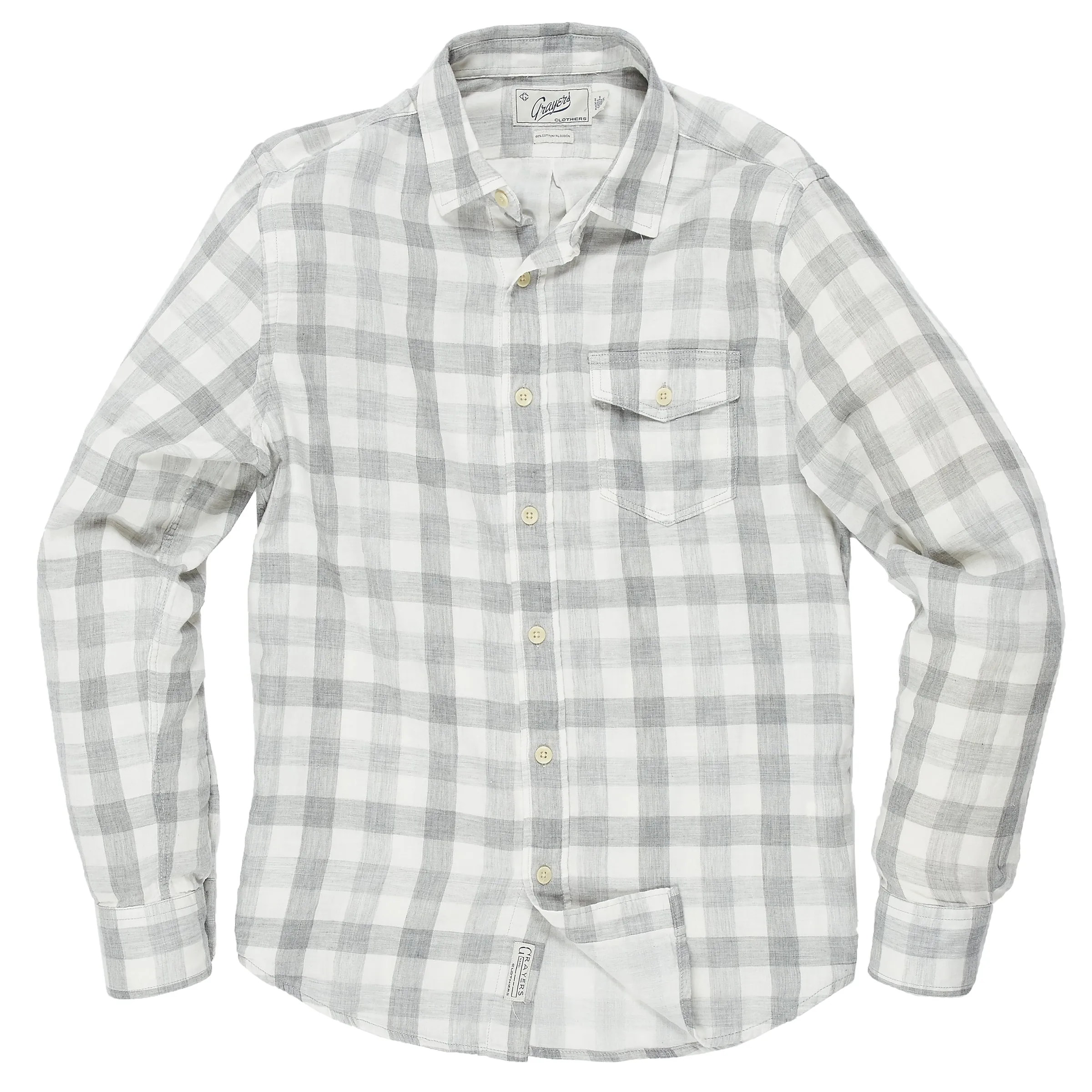 Durham Double Cloth Shirt - Heather Gray Gingham Everyday Casual NoSideSeams