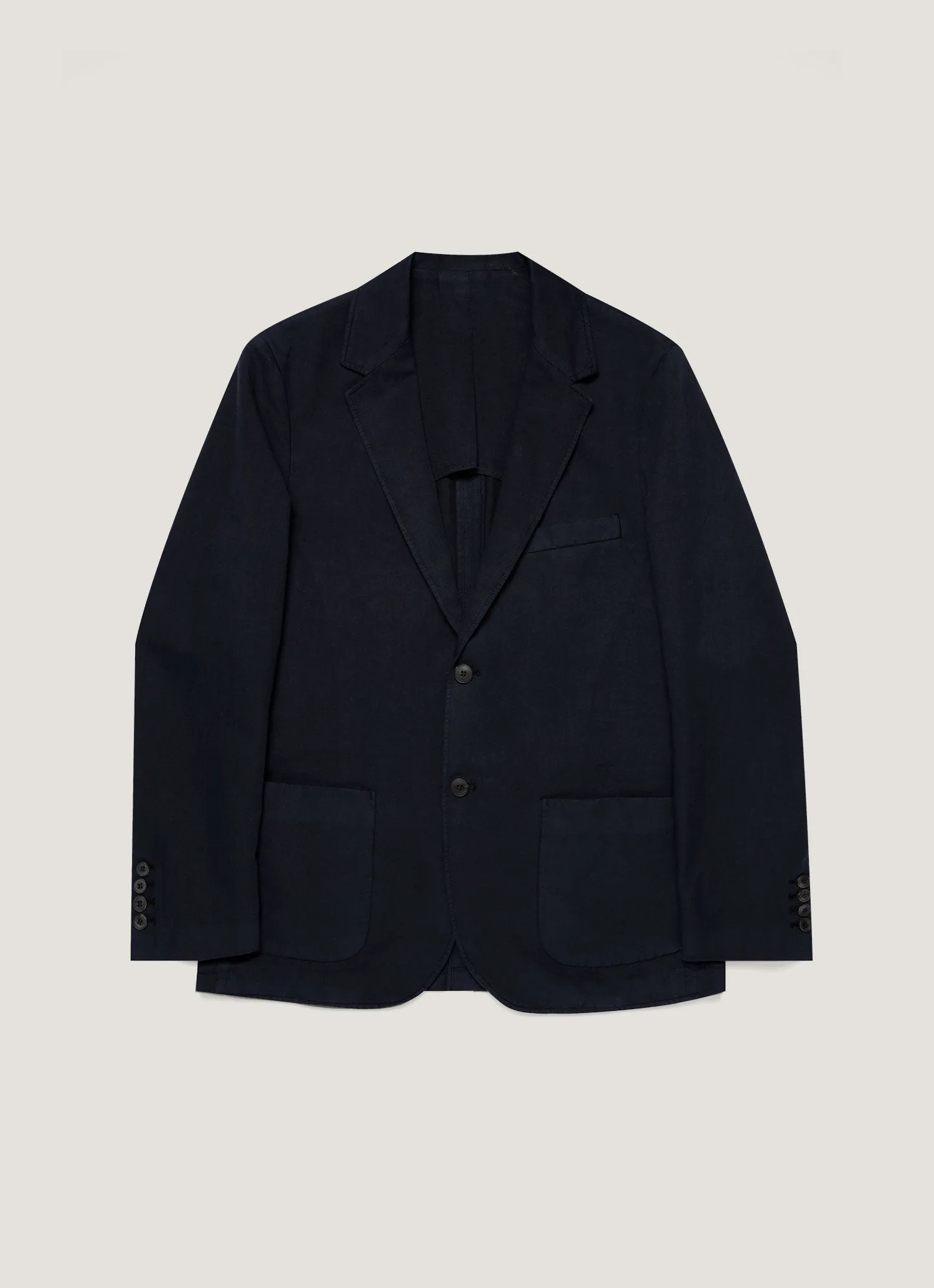 Men's Cotton Linen Unstructured Blazer in Navy Stretch Weave Fabric