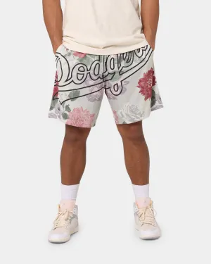 Flexible Stretch Waist Majestic Athletic Los Angeles Dodgers Digi Floral Camo Shorts Vintage White