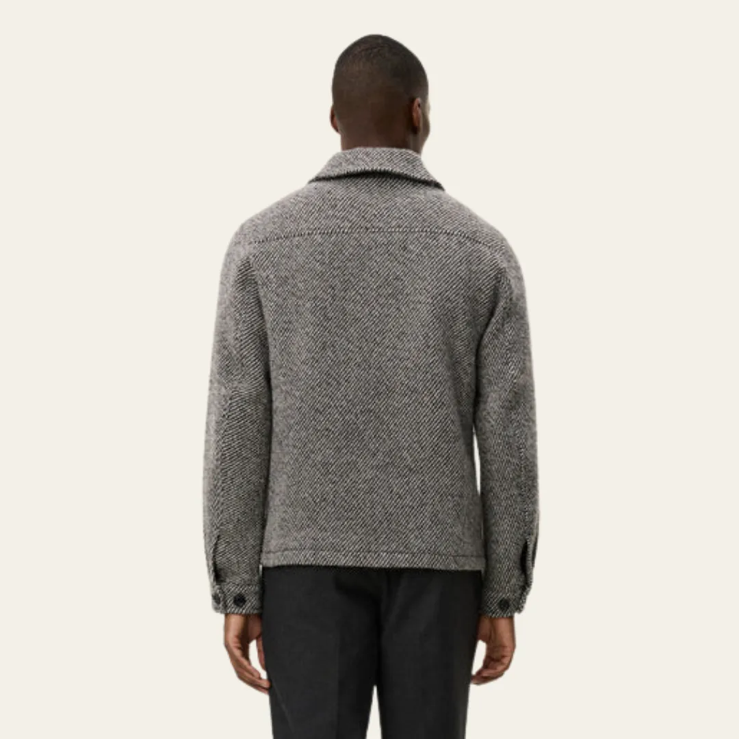 Abrasion Resistant Shell Soft Weather Wear Marseille Twill Wool Jacket (Salt Pepper)