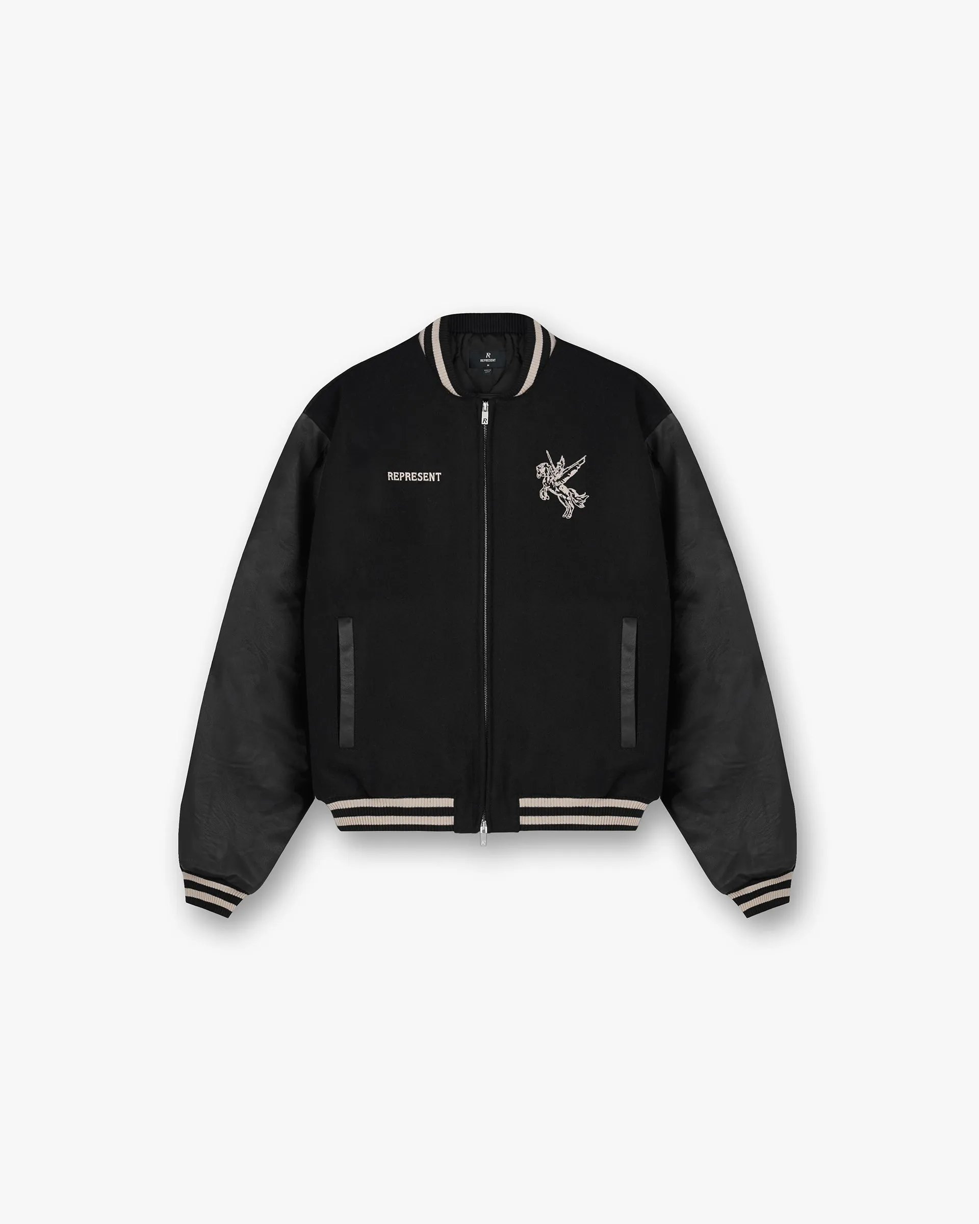 Mascot Wool Varsity Jacket - Jet Black Water Resistant Non Bulky Profile