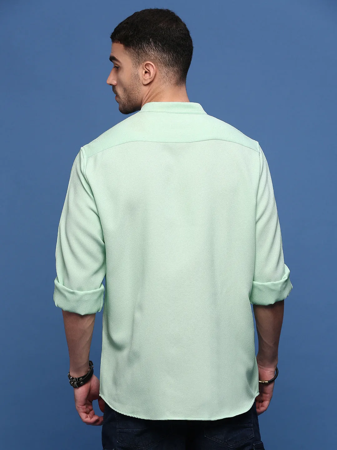 Men's Sea Green Solid Slim Fit Shirt OdorResistantClothing