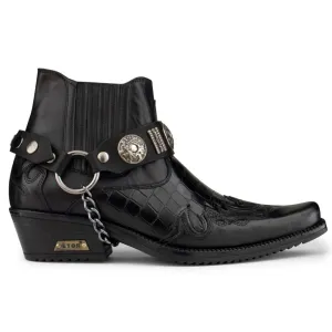 Real Leather Cuban Heel Cowboy Ankle Boots Groom Style