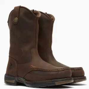 Stylish Appearance Men's Athens Pull On Work Boot - Wide In Dark Brown