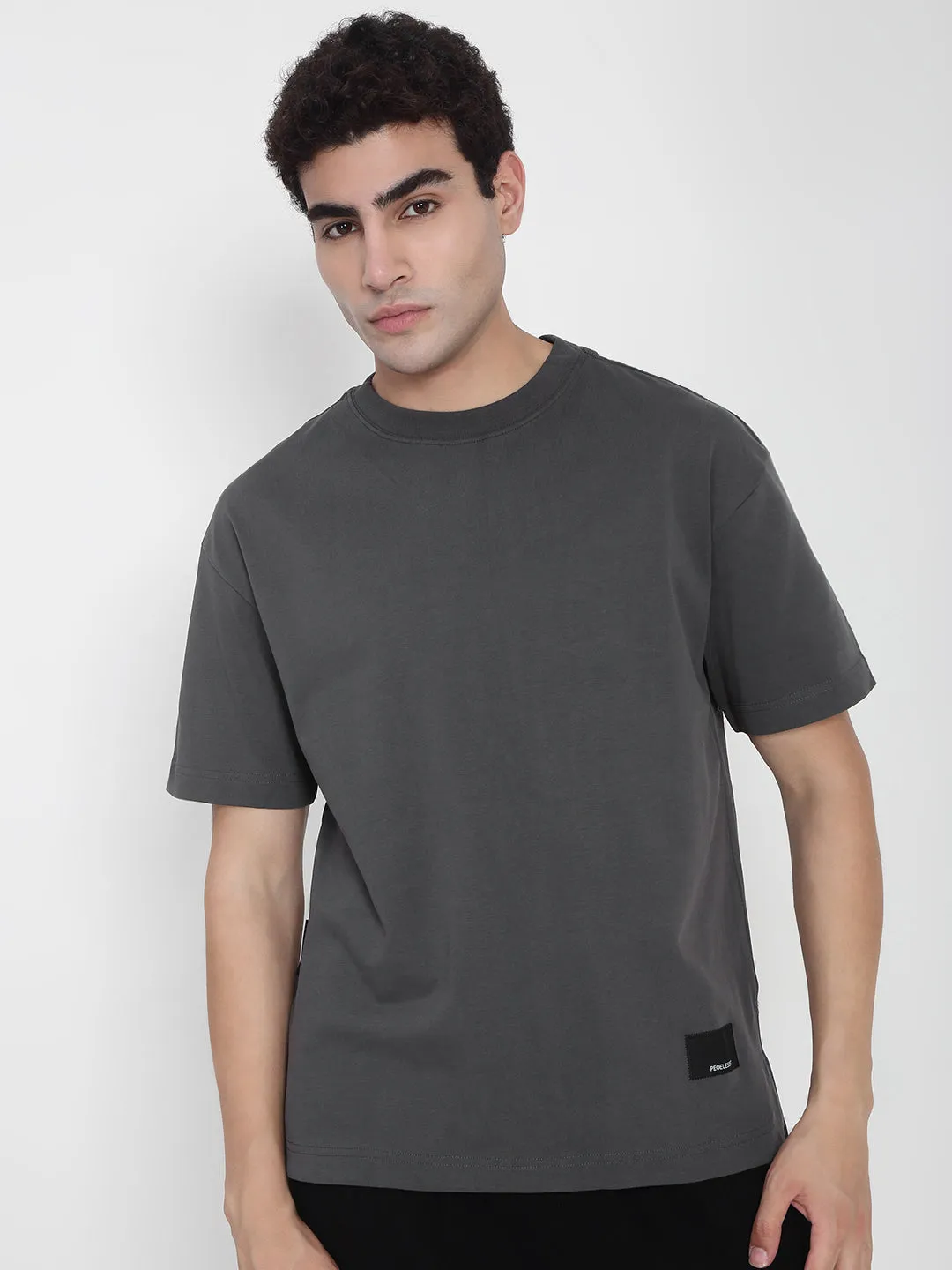 NonSlipTrim Men's Basic Regular Fit Grey T-Shirt