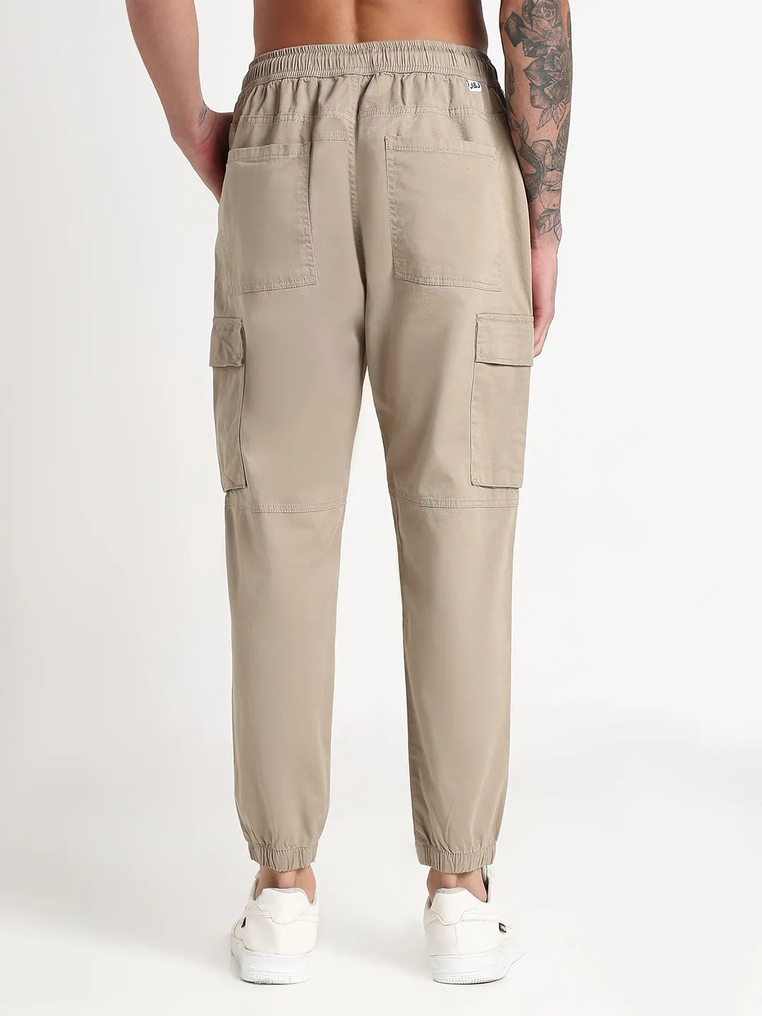 ReinforcedKnees Go Anywhere Men's Beige Solid Cargo Joggers