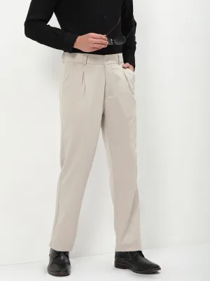 Men's Beige Solid Formal Trousers Casual Vibes Outdoor Adventure