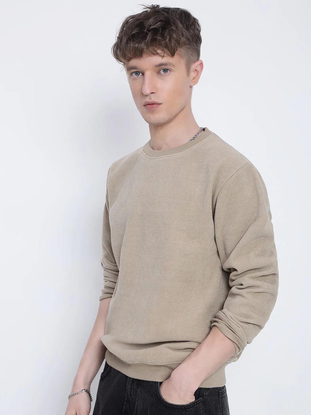 Men's Beige Sweatshirt Casual Essentials product home friendly comfort