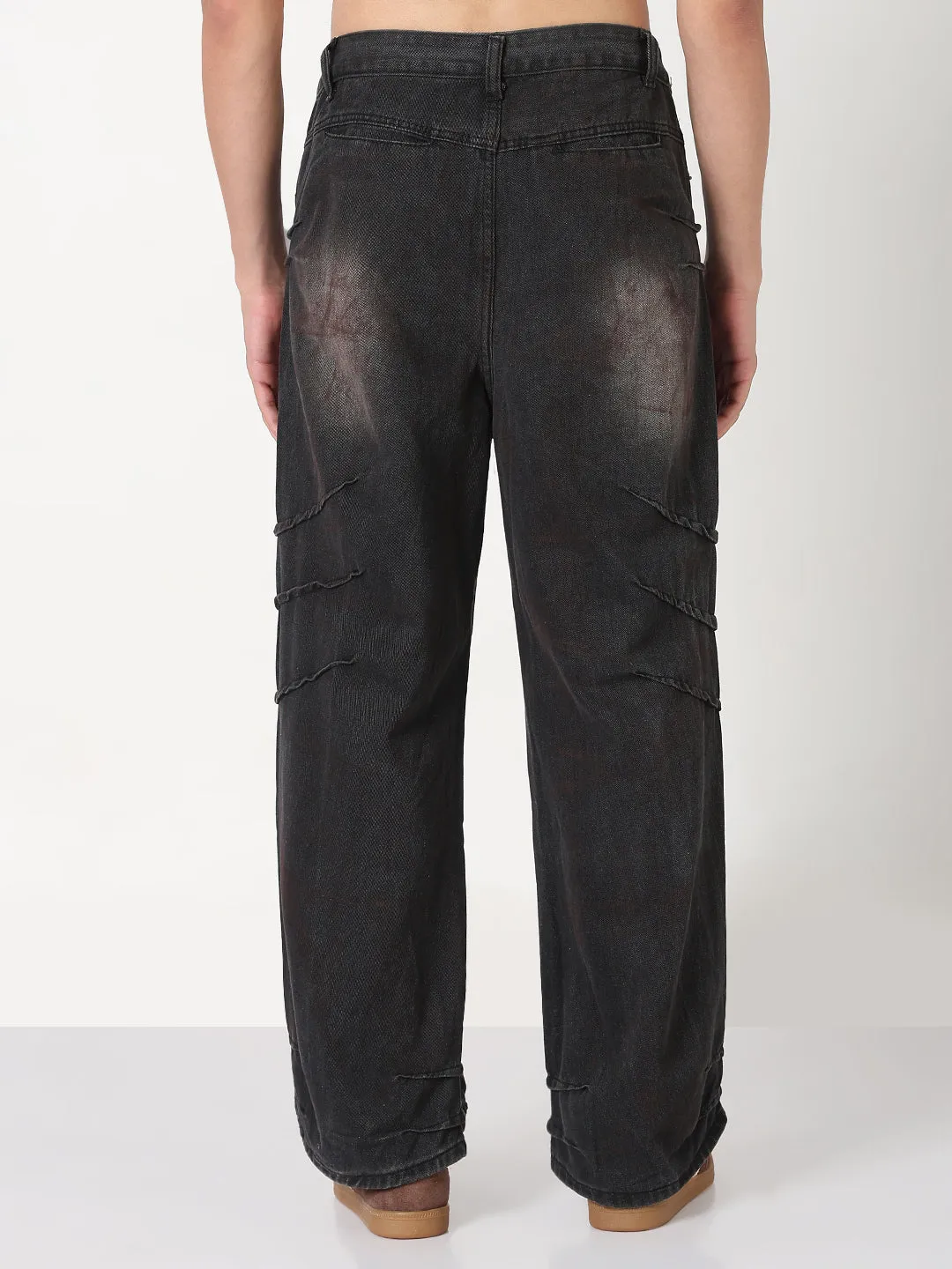 Versatile Cut Men's Black Baggy Fit Clean Look Jeans