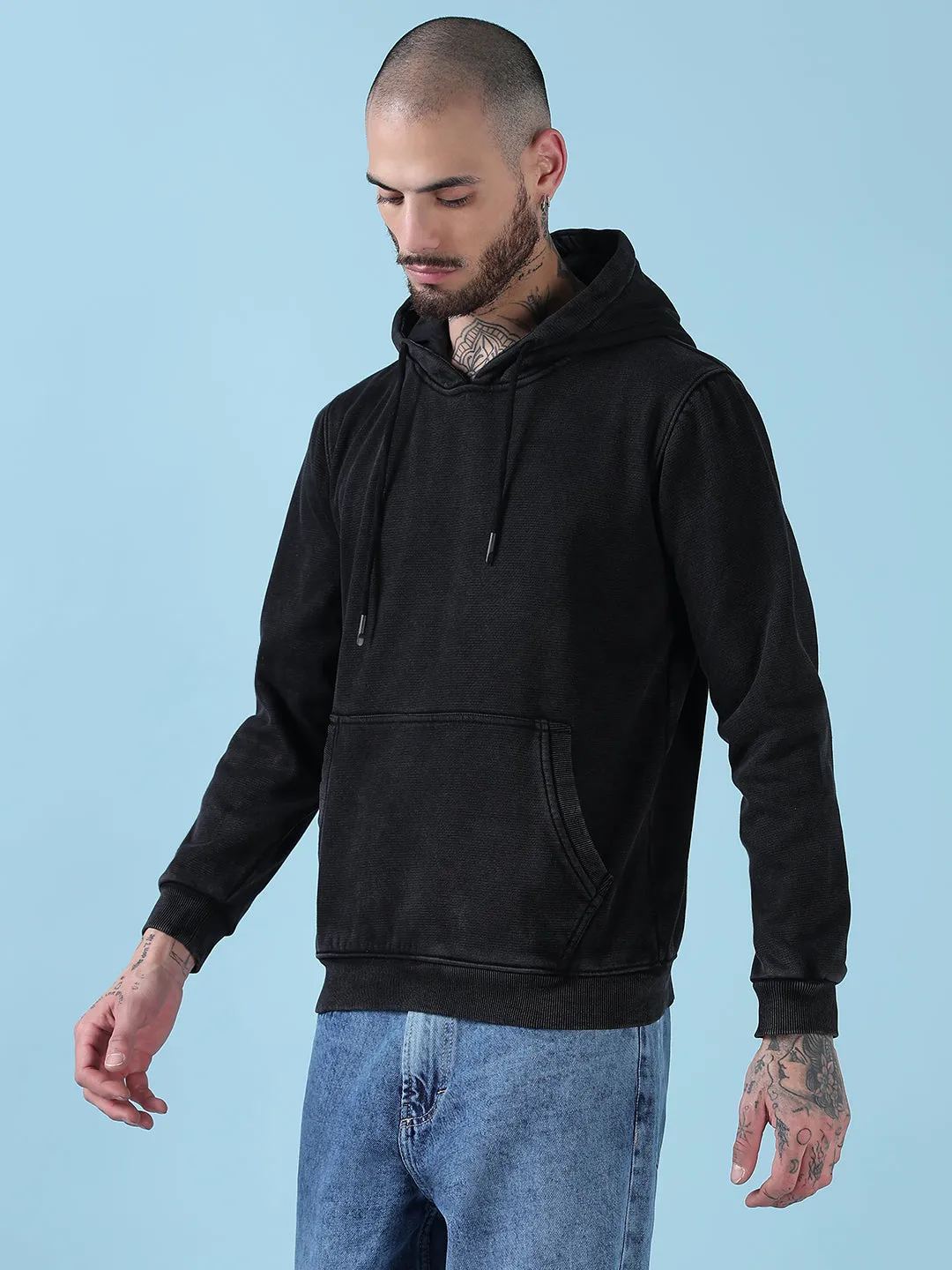 market demand Versatile Hoodie Men's Black Casual Hoodie with Pockets