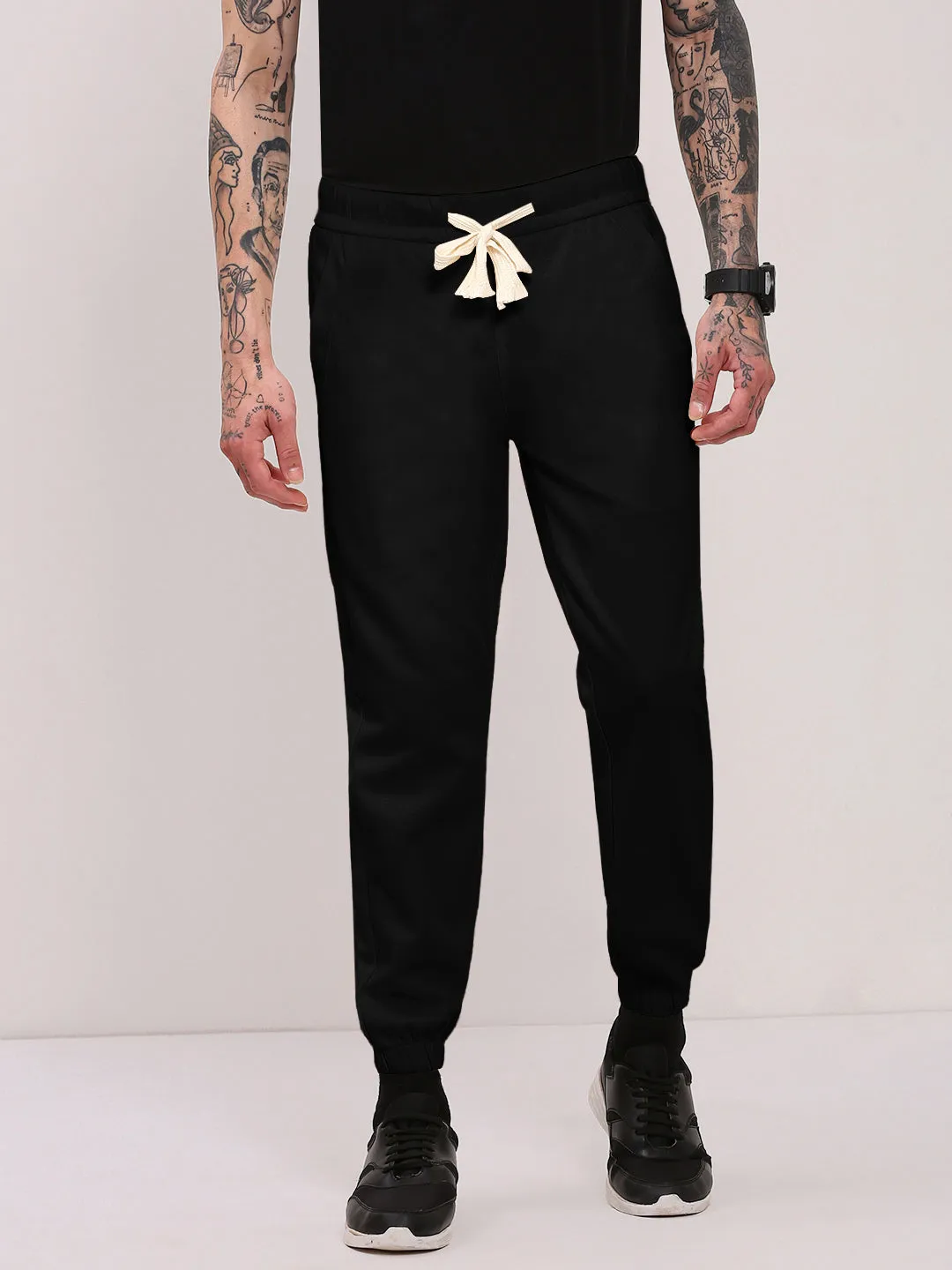 Snag Proof Fabric EcoFriendlyMaterial Men's Black Cotton Jogger