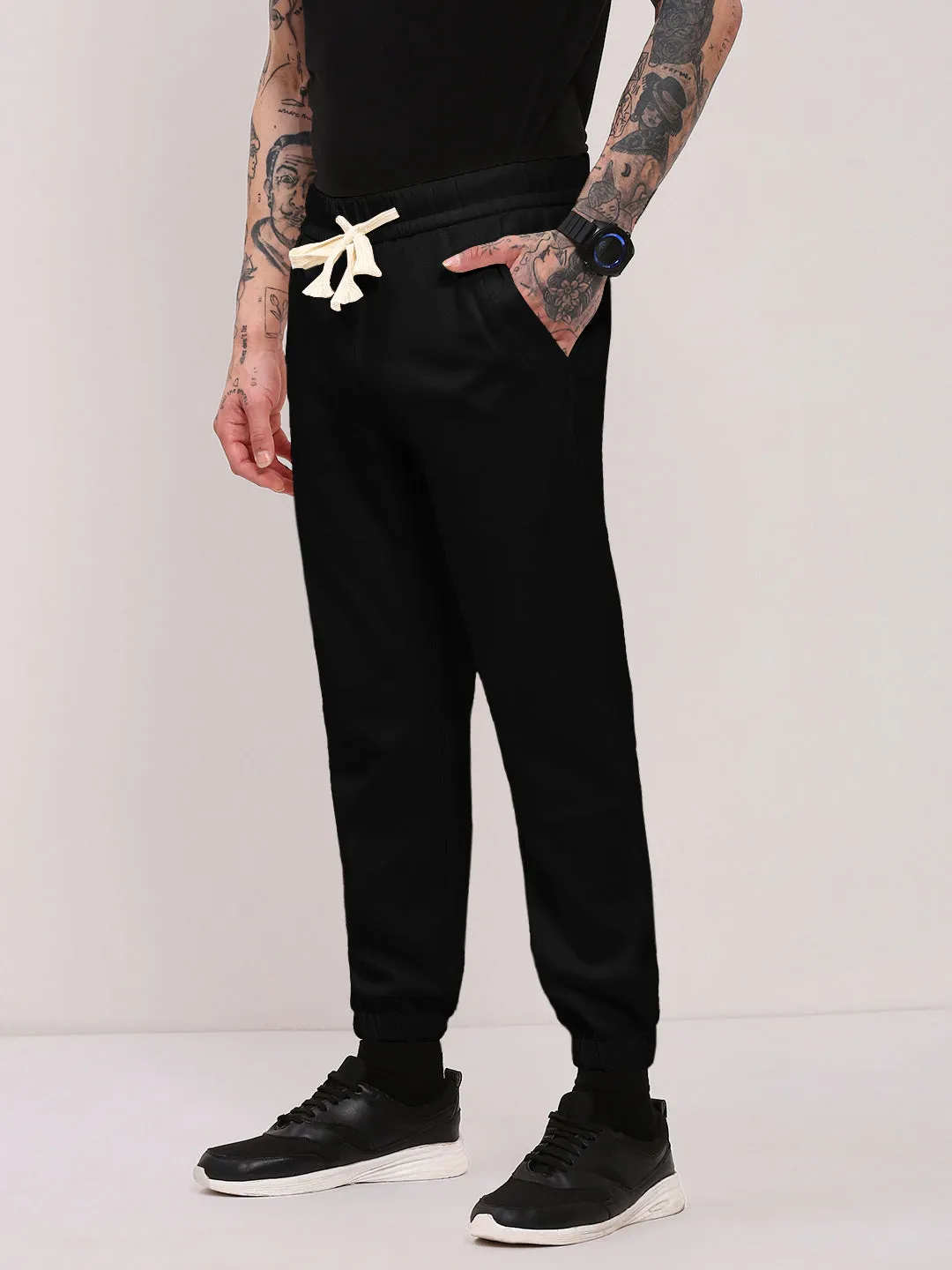 Men's Black Cotton Jogger Chic casual