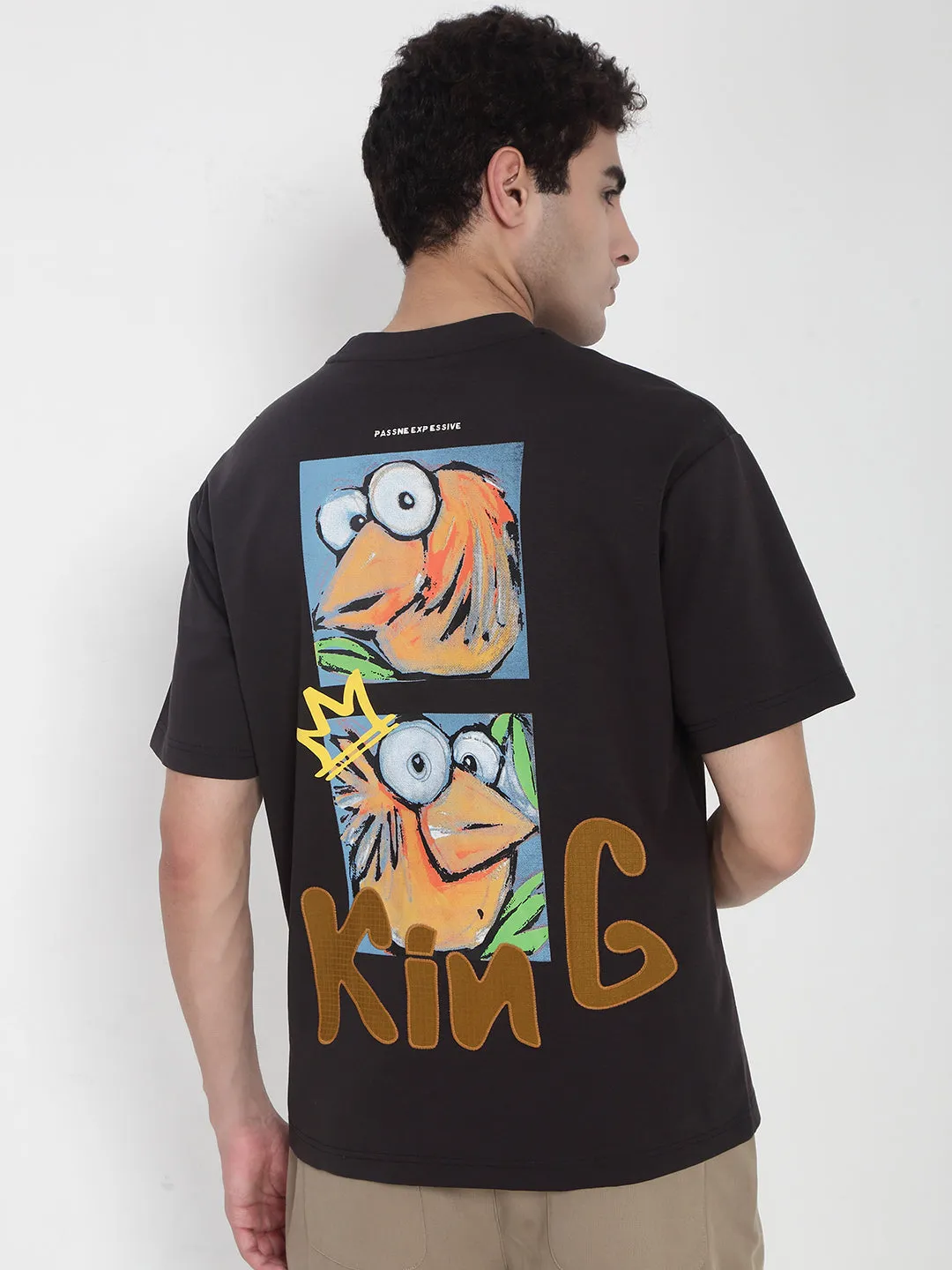 Stage Soul Lightweight Vest Men's Black Graphic Printed Relaxed Fit T-Shirt