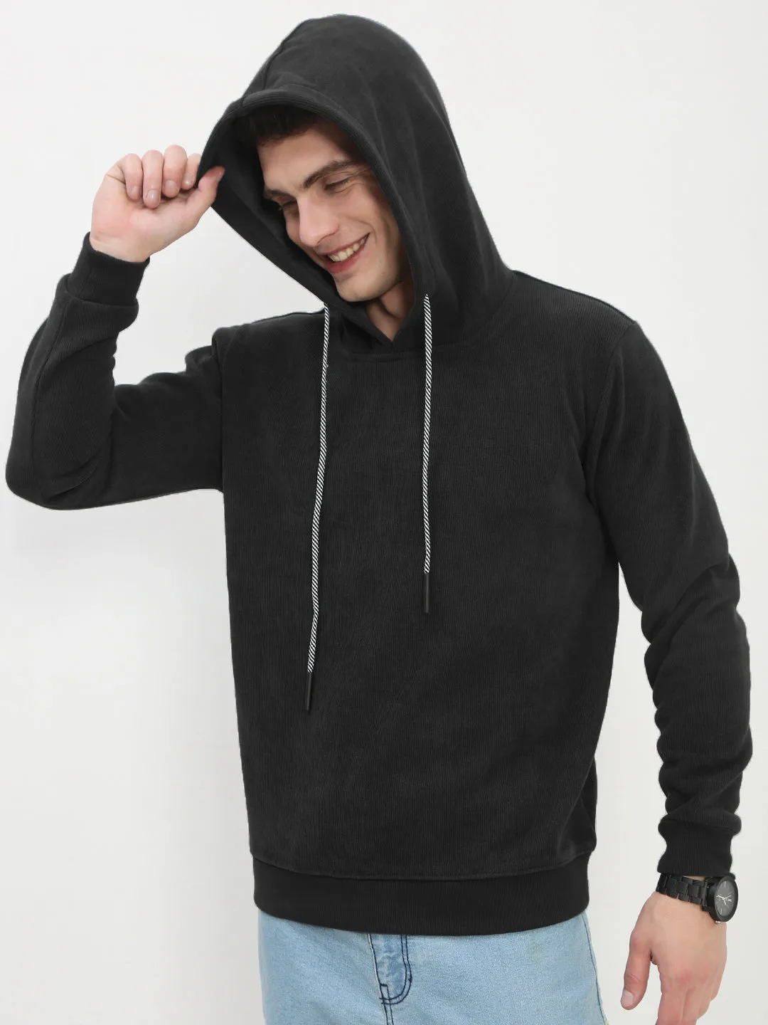 Convenient Men's Black Hoodie