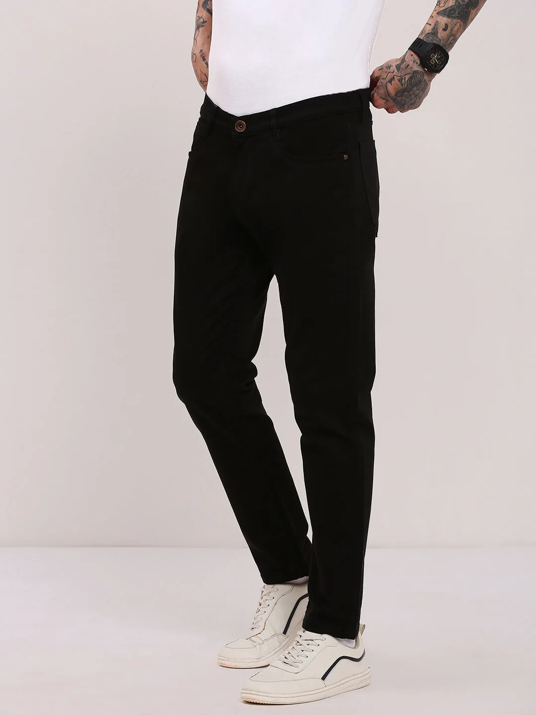 Men's Black Low-Rise Slim Fit Jeans Daily Essentials Work Meeting Beach Day