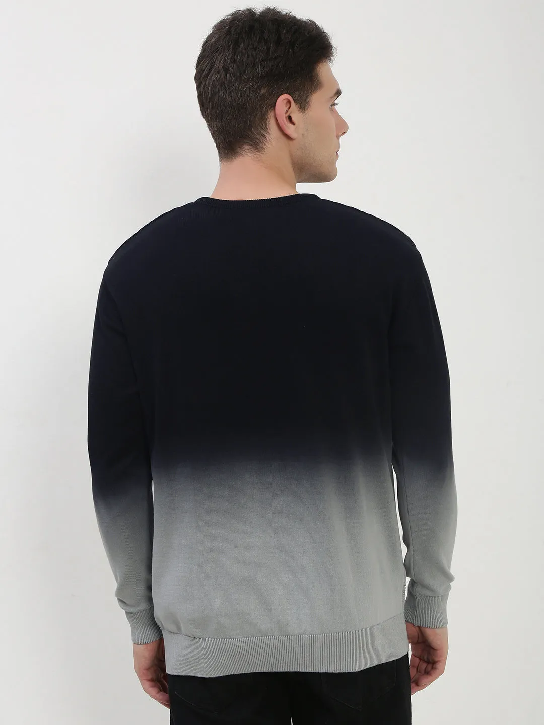 Men's Black Ombre Sweater Office Friendly Outer Comfort