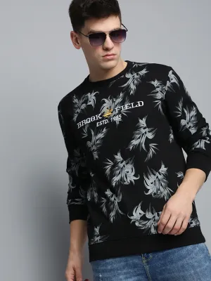 High-quality Fresh Bold Men's Black Printed Casual Sweatshirt