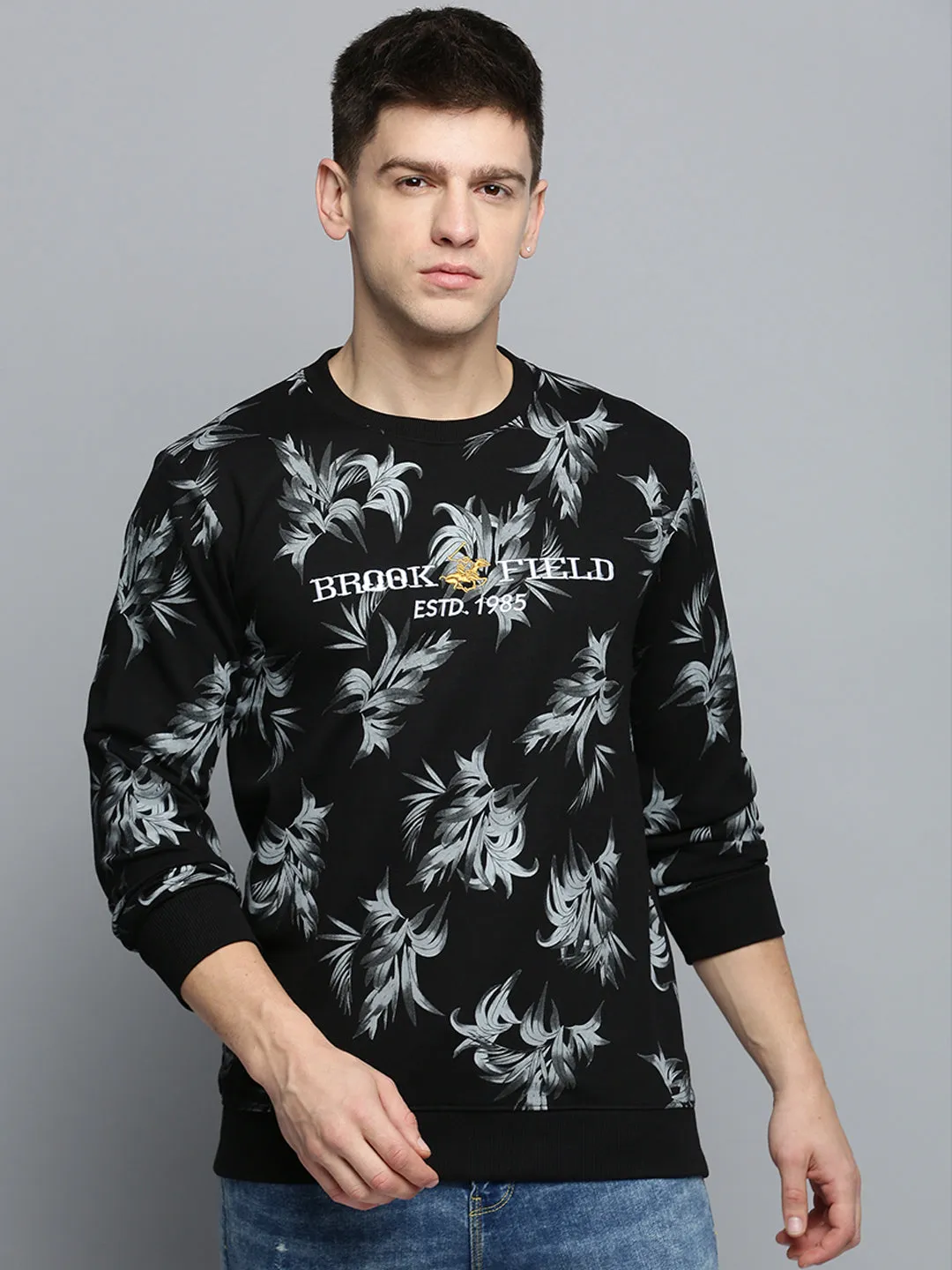 product personalization ideas Men's Black Printed Casual Sweatshirt